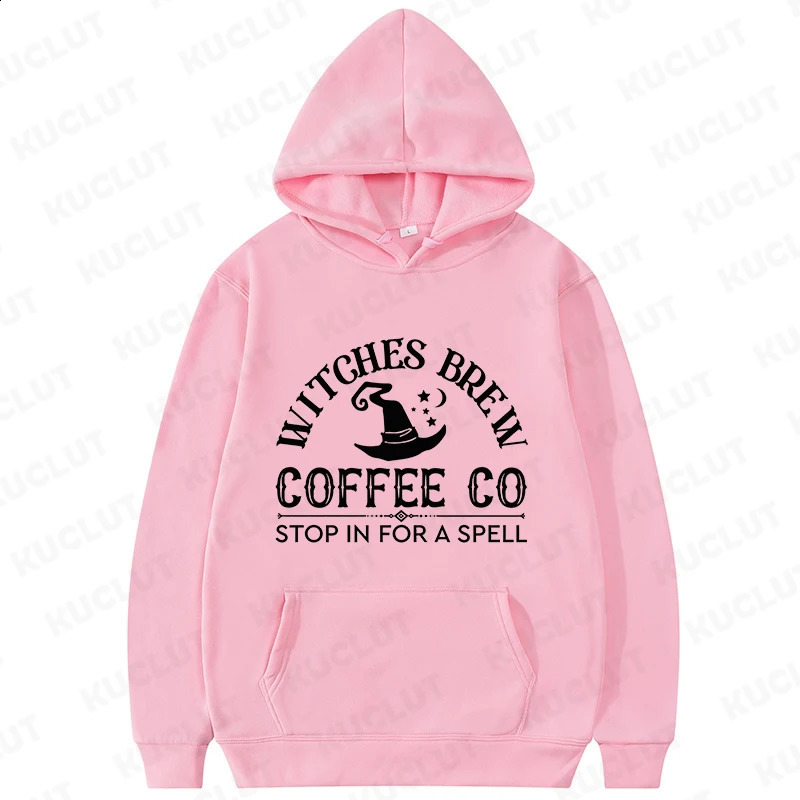 Witches Coffee Co Stop in For A Spell Print Hoodies Funny Halloween Women Sportwear Fashion Fall Hoodies Sweatshirts Casual 240824