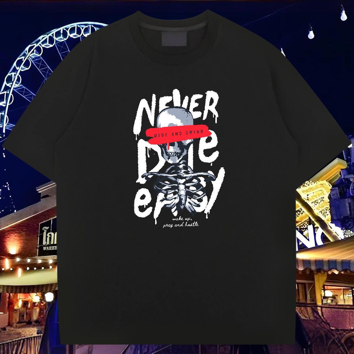 TOP Quality T-Shirts 100% Cotton 230g skull Summer Casual Oversized 3XL 4XL Breathable Short Sleeve Men Tops Tees Custom Tshirts