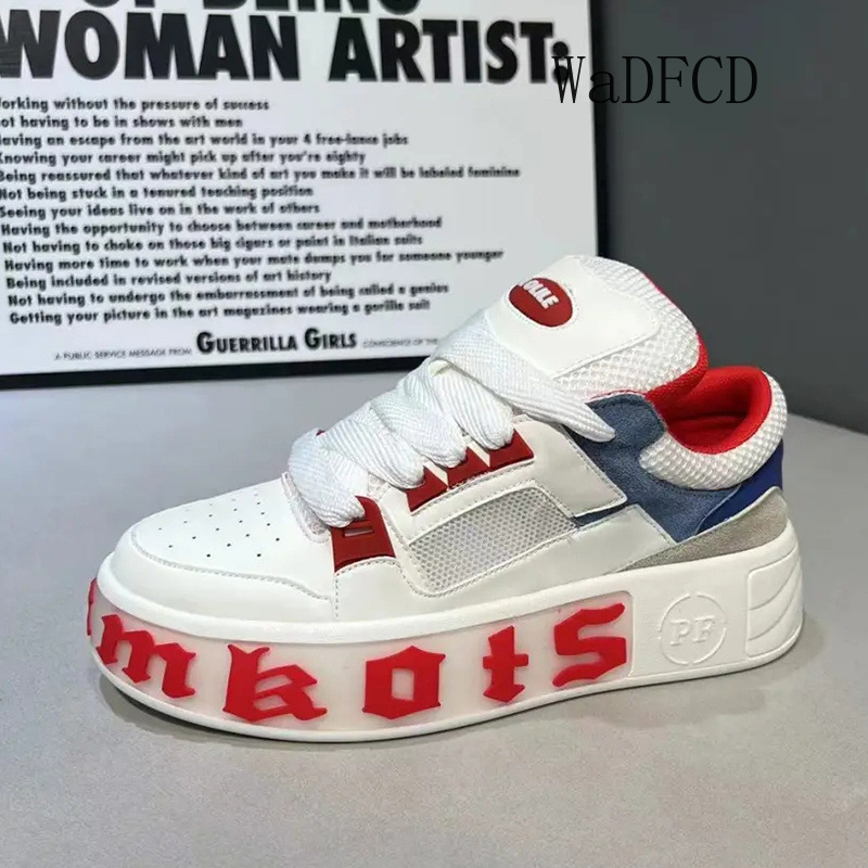 Sneakers Casual Men Designer White Fashion Microfiber Leather Fabric Breathable Height Increased Flat Platform Board Shoes