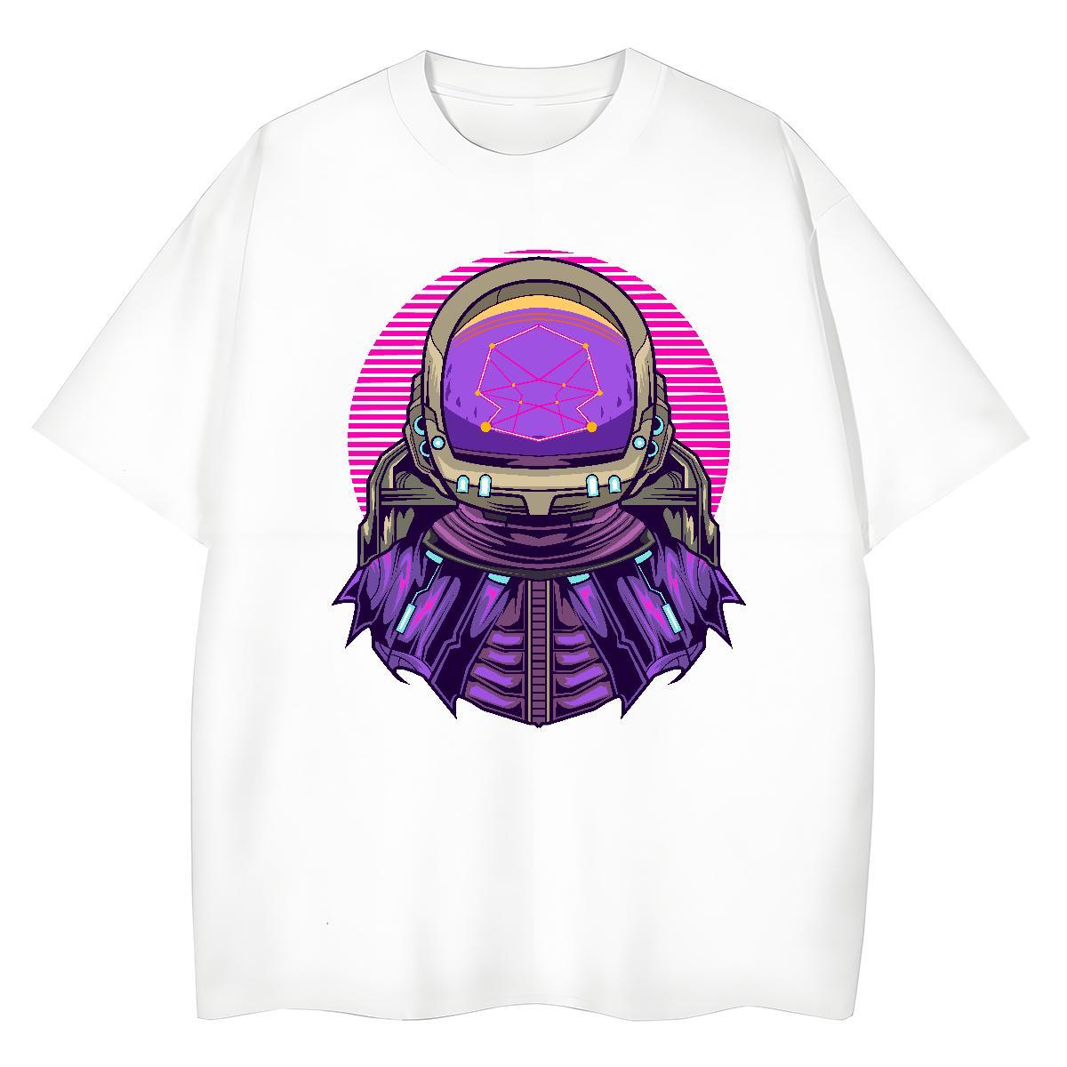 Lady Womens Tshirts 230g Pure Cotton cosmonaut High Street Hip Hop T-Shirts for Women Breathable Short Sleeve Graphic Tee Shirt