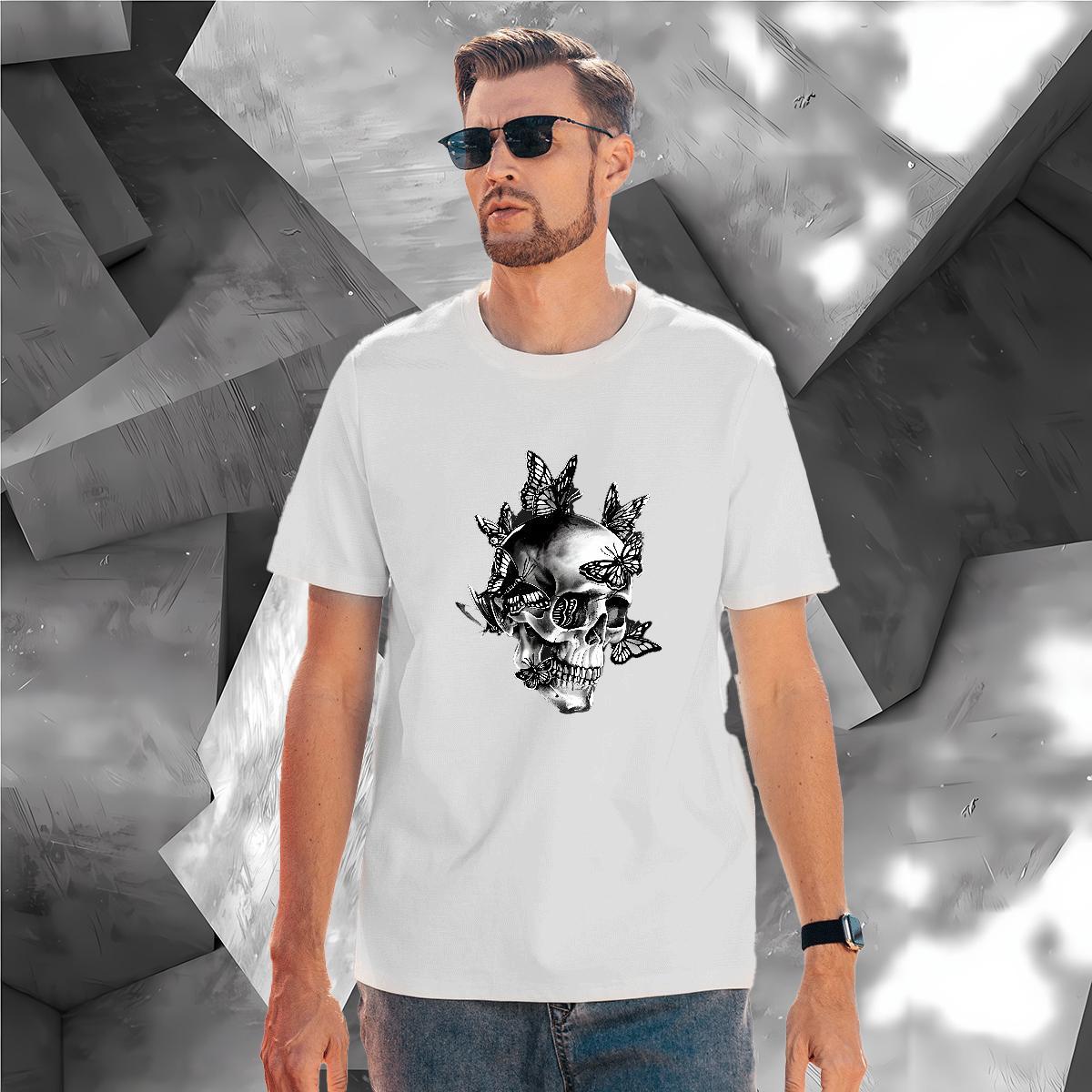 Classic T-Shirts for Men 100% Cotton 230g skull Anime Printing Street Customized Breathable Couples T Shirts Stylist Tops