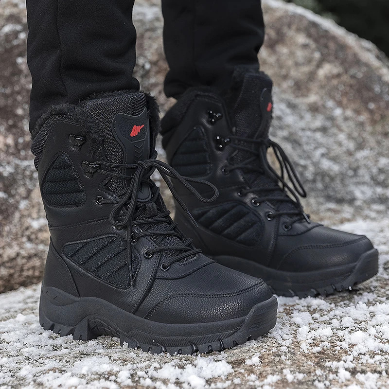 Winter high top waterproonkle mens thick and warm oversized snow hiking boots outdoor cotton sports shoes 240824