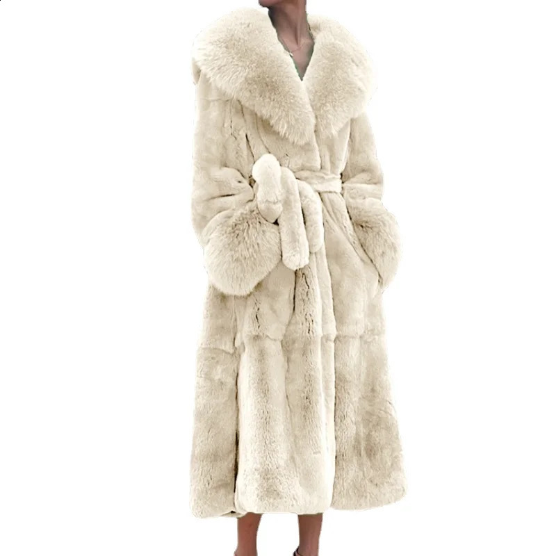 5XL ultrathin mink coat womens artificial fur long winter thick 240824