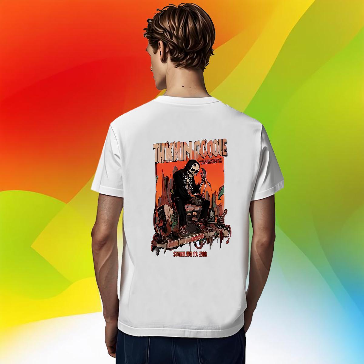 Loose Men T Shirts 230g 100% Cotton skull Hip Hop Street Custom Printed Round Neck Short Sleeve Tshirts New Tops Tees