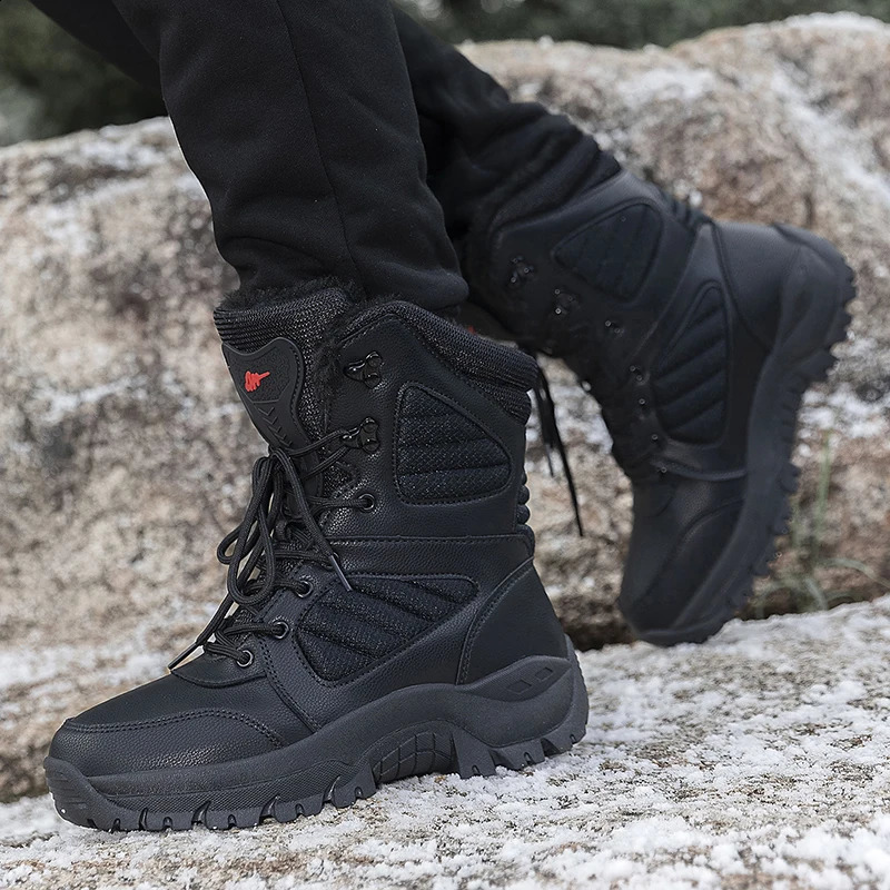 Winter high top waterproonkle mens thick and warm oversized snow hiking boots outdoor cotton sports shoes 240824