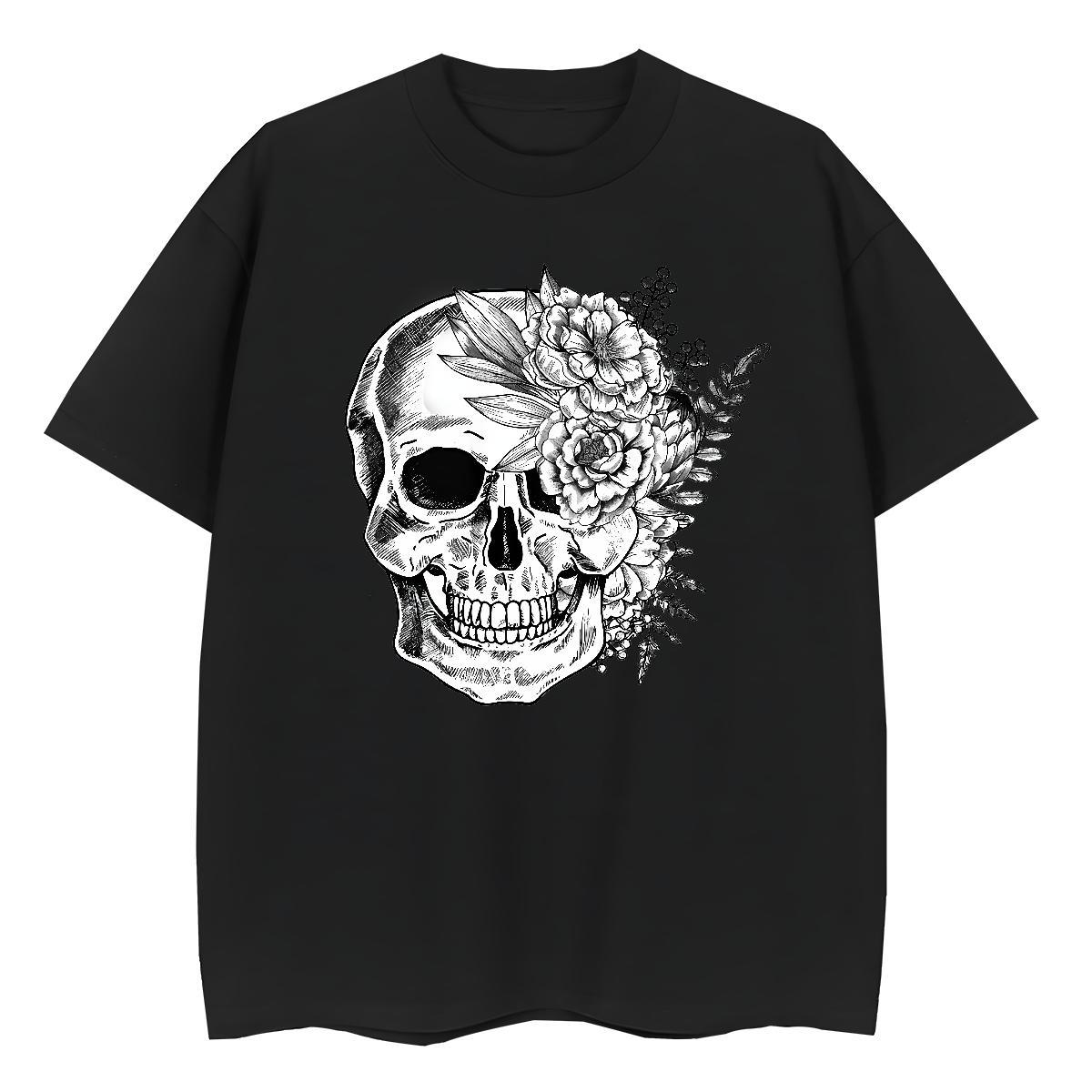 Classic Mens T Shirts 100% Cotton 230g skull Street wear Hip Hop Custom Print Plus Size Pure Cotton Men Tees 2024 Top Tees
