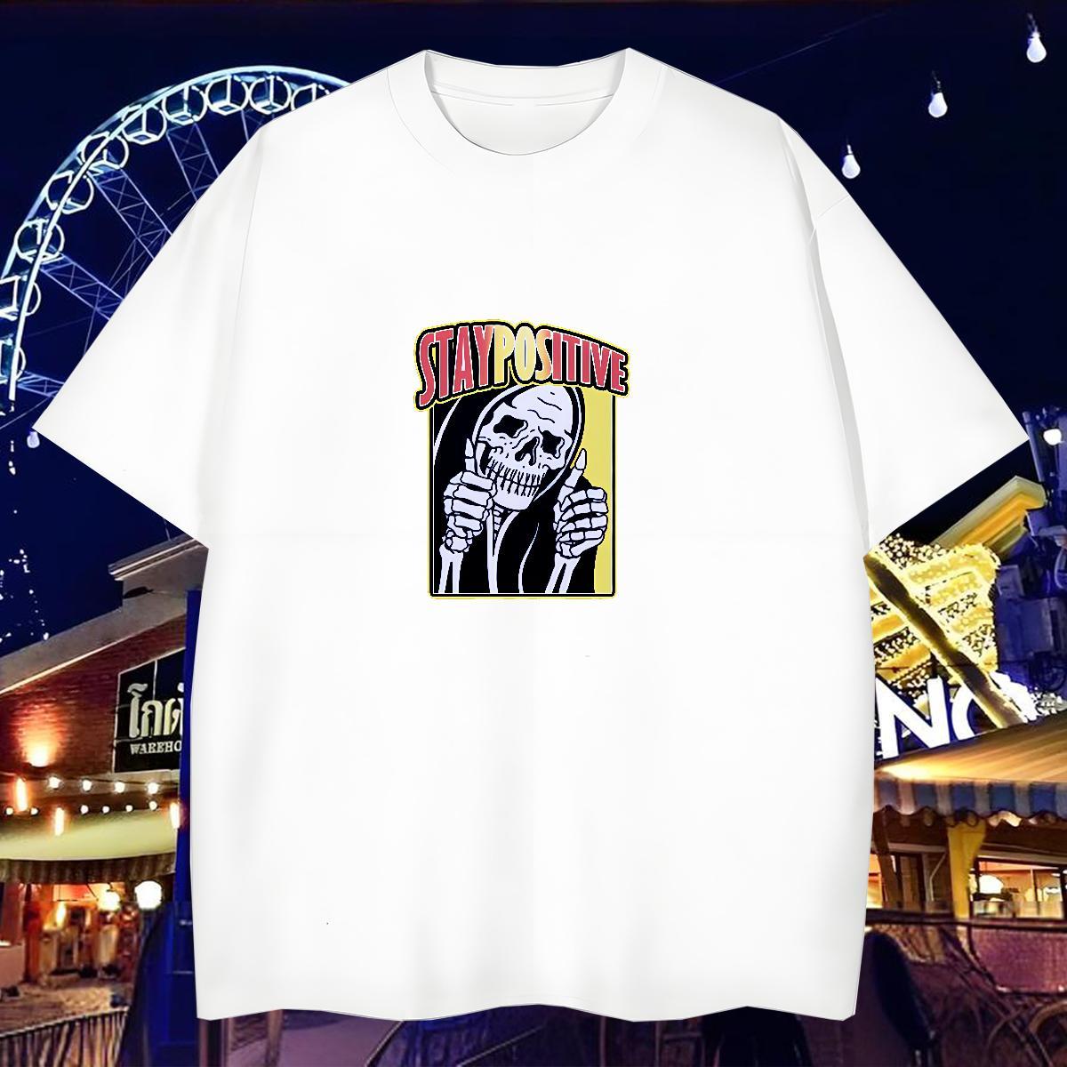 Cool Design T-Shirts 100% Cotton 230g skull Street DIY Printed Pure Cotton Men Tops Tees New Tops Shirt