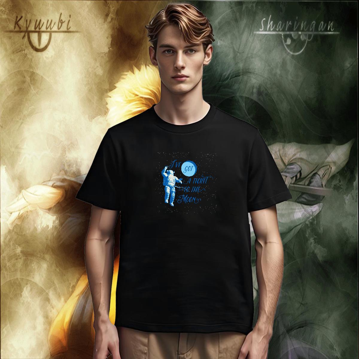 Cool Design Man T Shirts 100% Cotton 230g spaceman Beach Black Oversized Crew Neck Breathable Men Tshirts Fashion Casual Tee Shirt