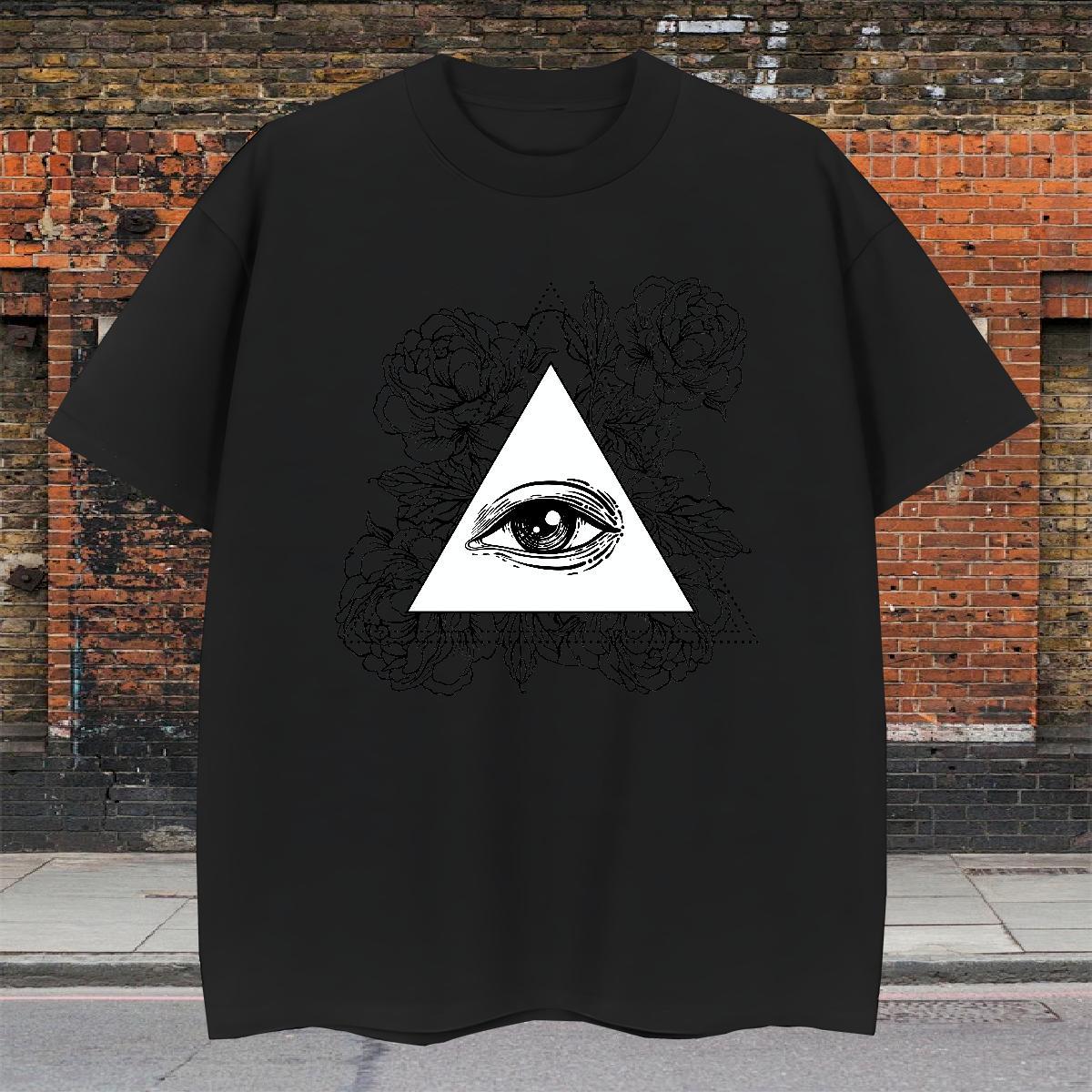 Unisex Man T Shirts 230g Pure Cotton eye of the devil Street wear Hip Hop DIY Printed Round Neck Short Sleeve Couples T Shirts Designer Tees