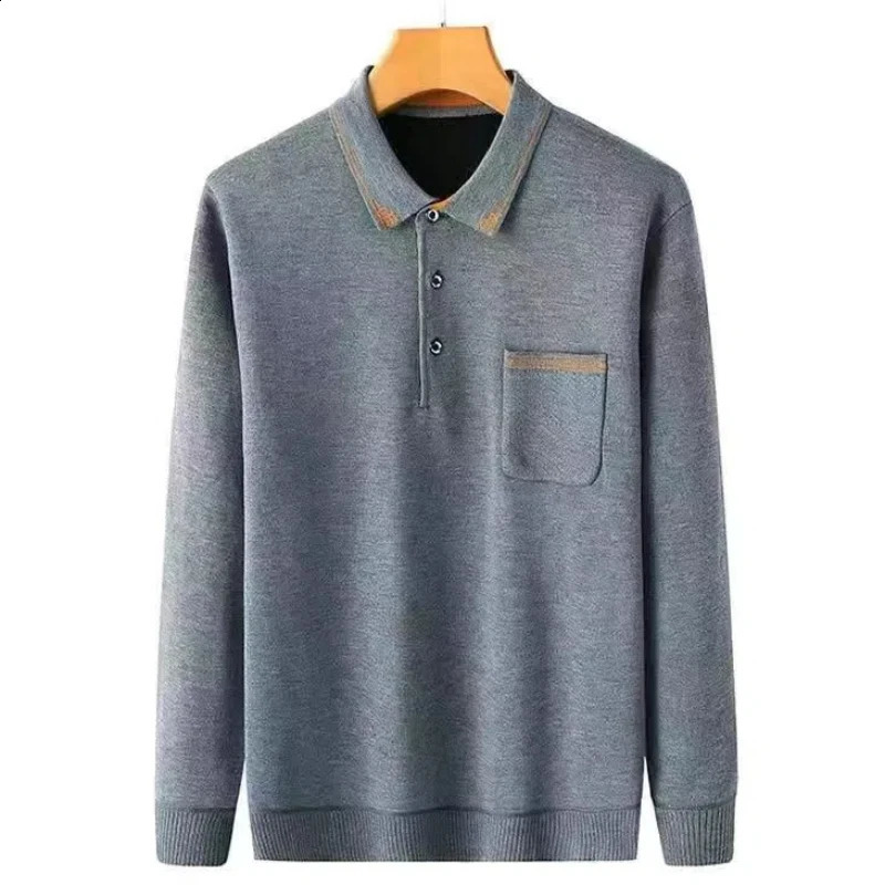 Spring Autumn Fashion Polo Neck Long Sleeve Mens Clothing Pullovers Loose Casual Ropa Hombre All Match Tees Solid Polo Shirts 240824
