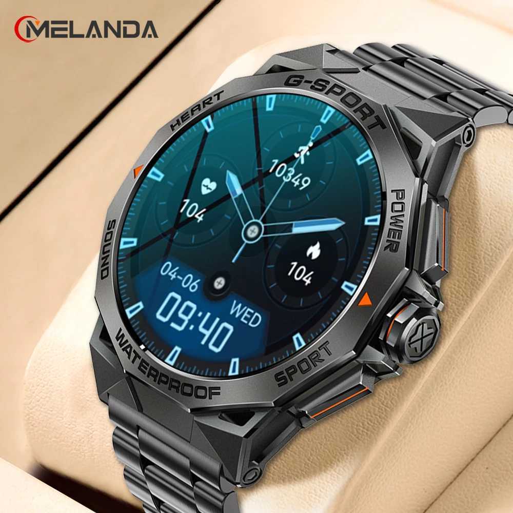 MELANDA 1.43 AMOLED HD Bluetooth Call Smart Watch Men Sports Fitness IP68 Waterproof Steel Smartwatch for Android IOS K62 M240824