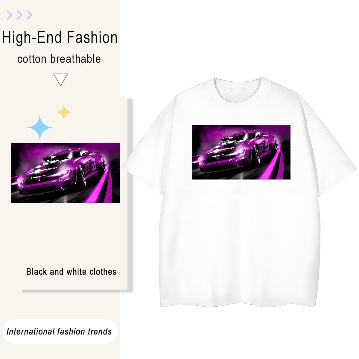 Cool Design T-Shirts for Men 230g Cotton car Street Anime Print Breathable Mens Tshirts Designer Fashion Clothings