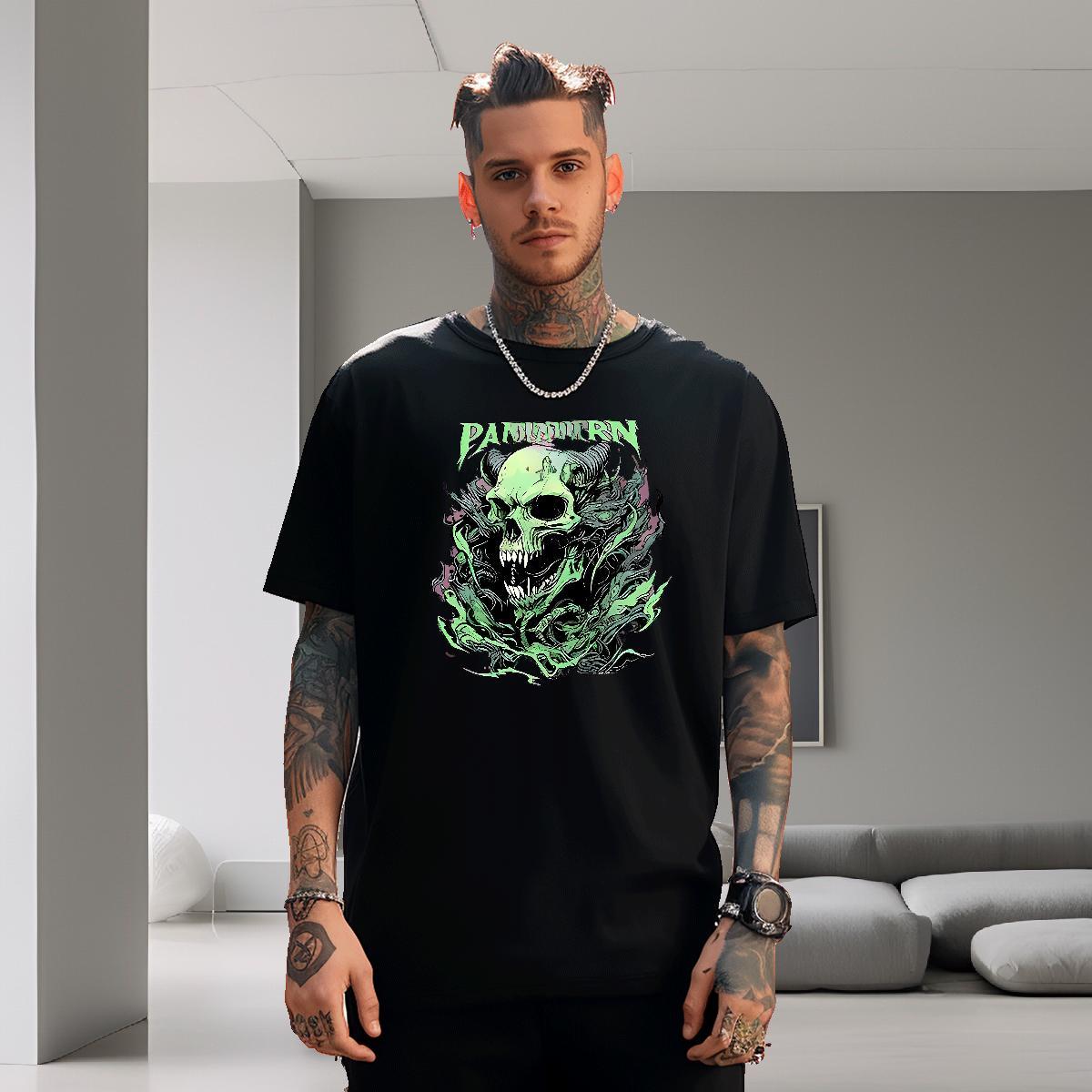 Free Shipping T-Shirts for Men 230g Cotton skull Beach Skull Breathable Men Clothes T-Shirt Fashion Designer Wear