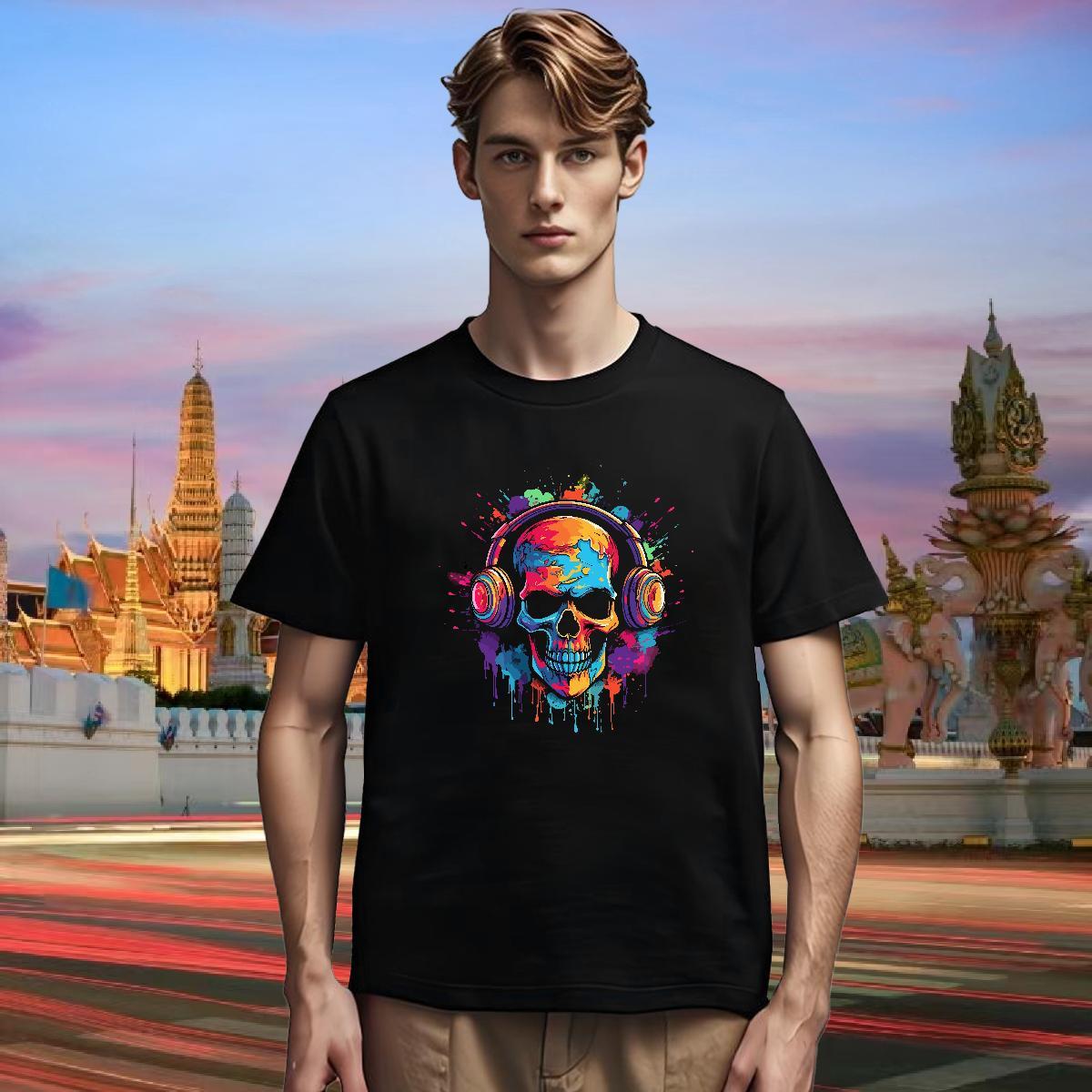 Loose Men T Shirts 100% Cotton 230g skull Summer Casual Custom Anime Breathable Soft Men Clothes T-Shirt 2024 Designer Tees Shirts