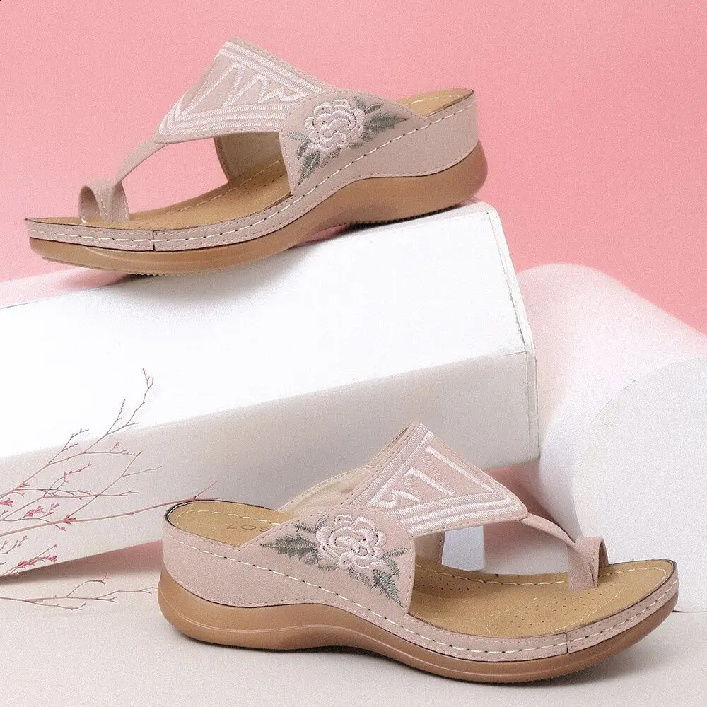 Summer Womens Wedge Sandals Advanced Orthopedic Open Toe Sandals Retro Anti slip Leather Casual Womens Platform Retro Shoes 240823
