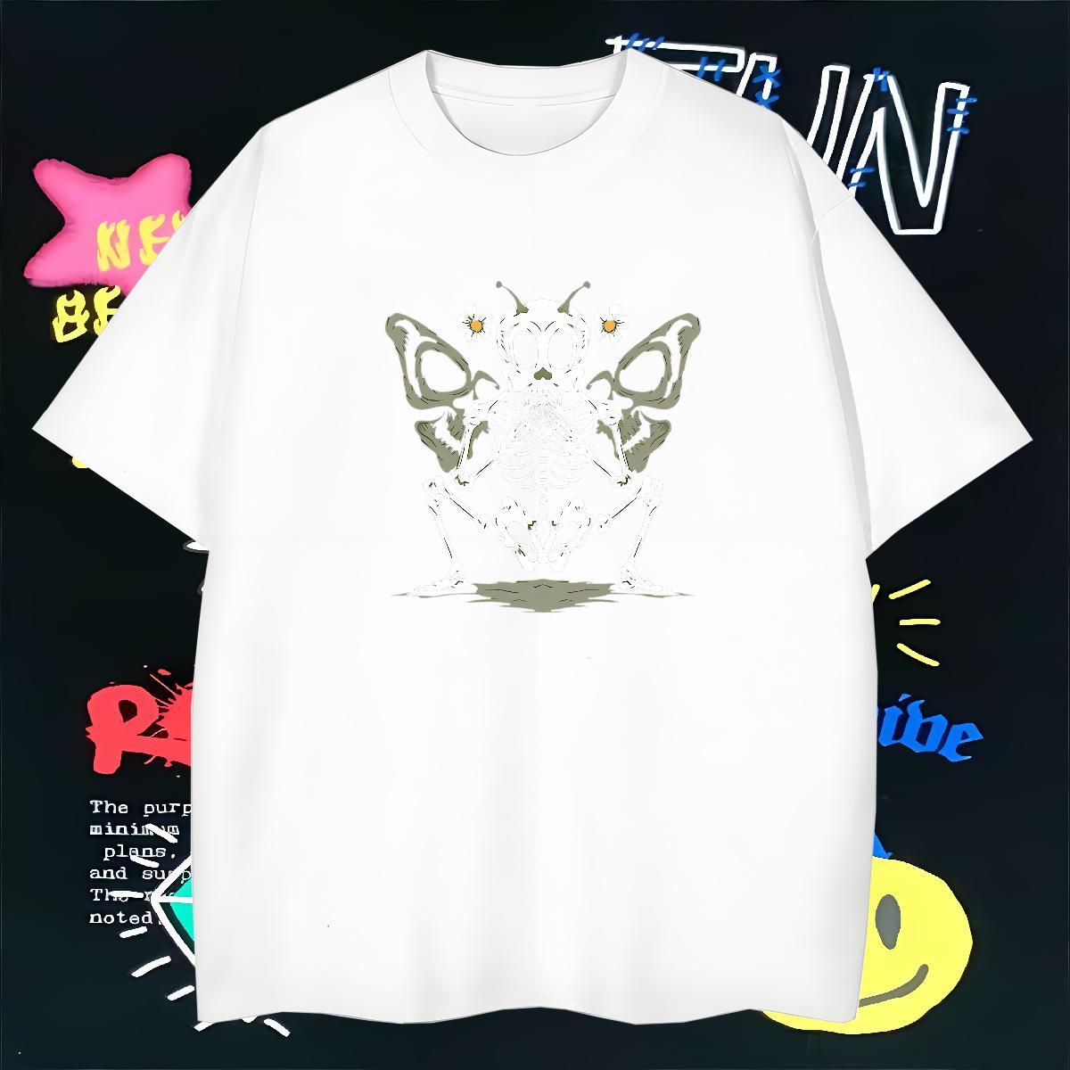 Soft Man T Shirts 100% Cotton 230g butterfly Casual Daily Wear Oversized O-Neck Short Sleeve Men Tees 2024 Tops