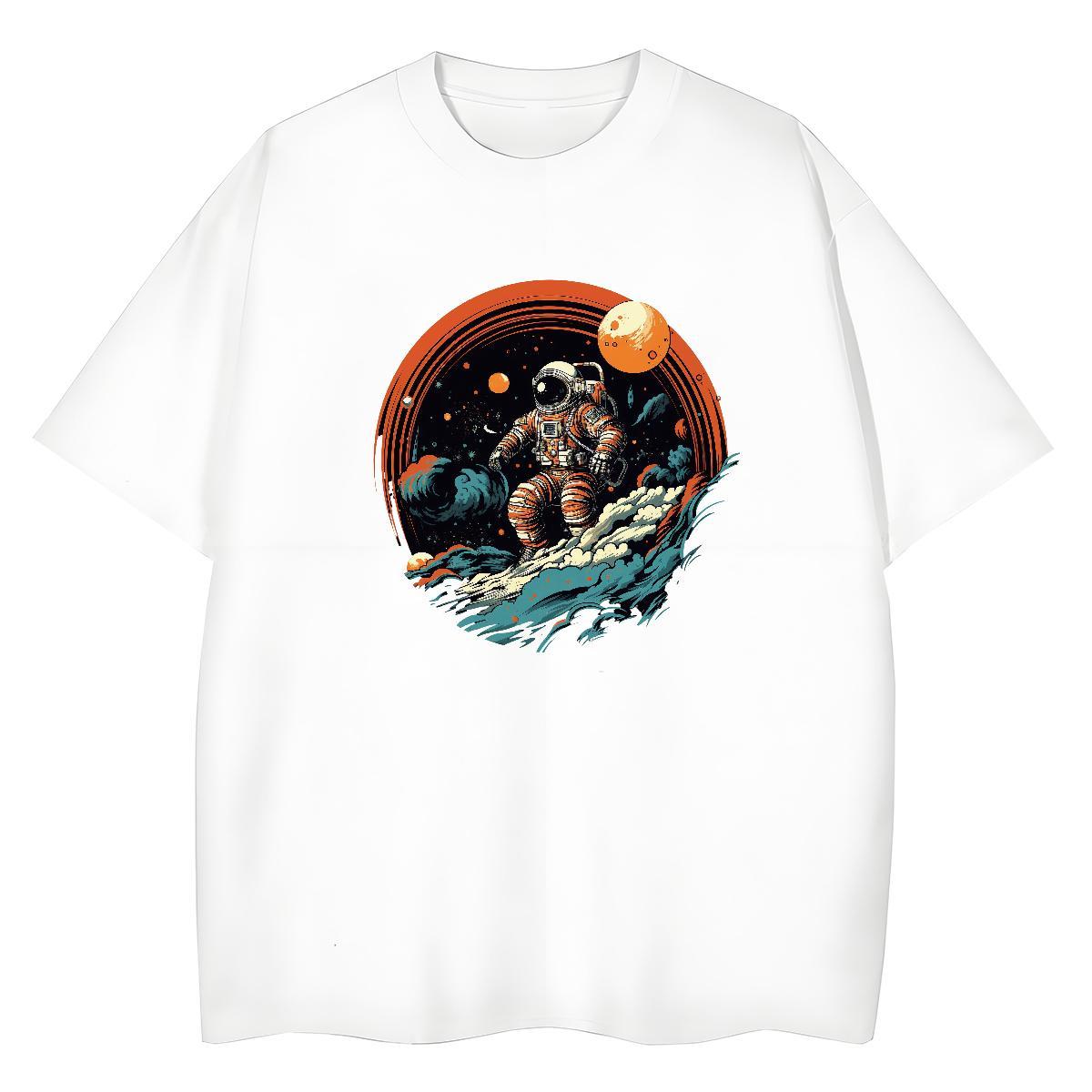 High quality Tshirt for Man Woman 230g Pure Cotton cosmonaut Home Outdoor T-Shirts for Women O-Neck Short Sleeve DIY Logo Tops
