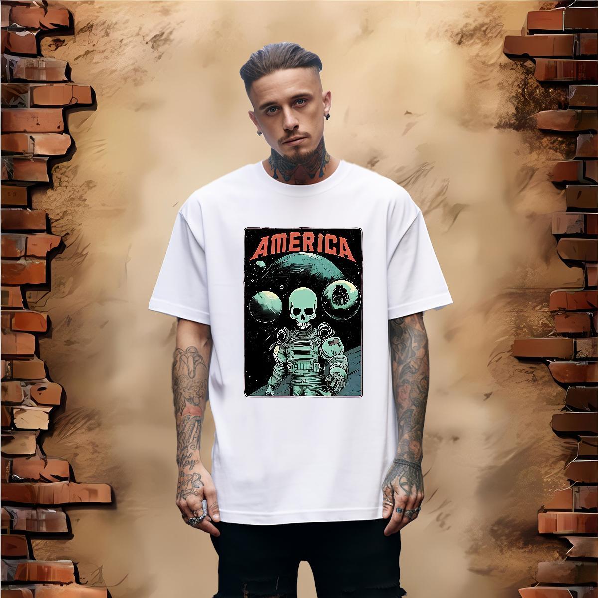 TOP Quality T shirt 100% Cotton 230g skull Street wear Hip Hop Custom Anime Pure Cotton Tshirt for Man Woman 2024 Clothes