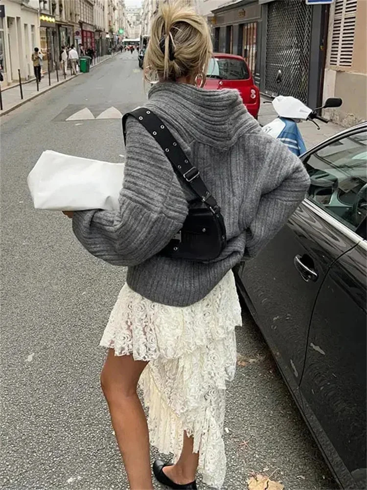 Tossy Off-Shoulder Solid Knit Sweater Women Casual Loose Long Sleeve Patchwork Oversized Sweater Slim Fashion Pullover Female 240824