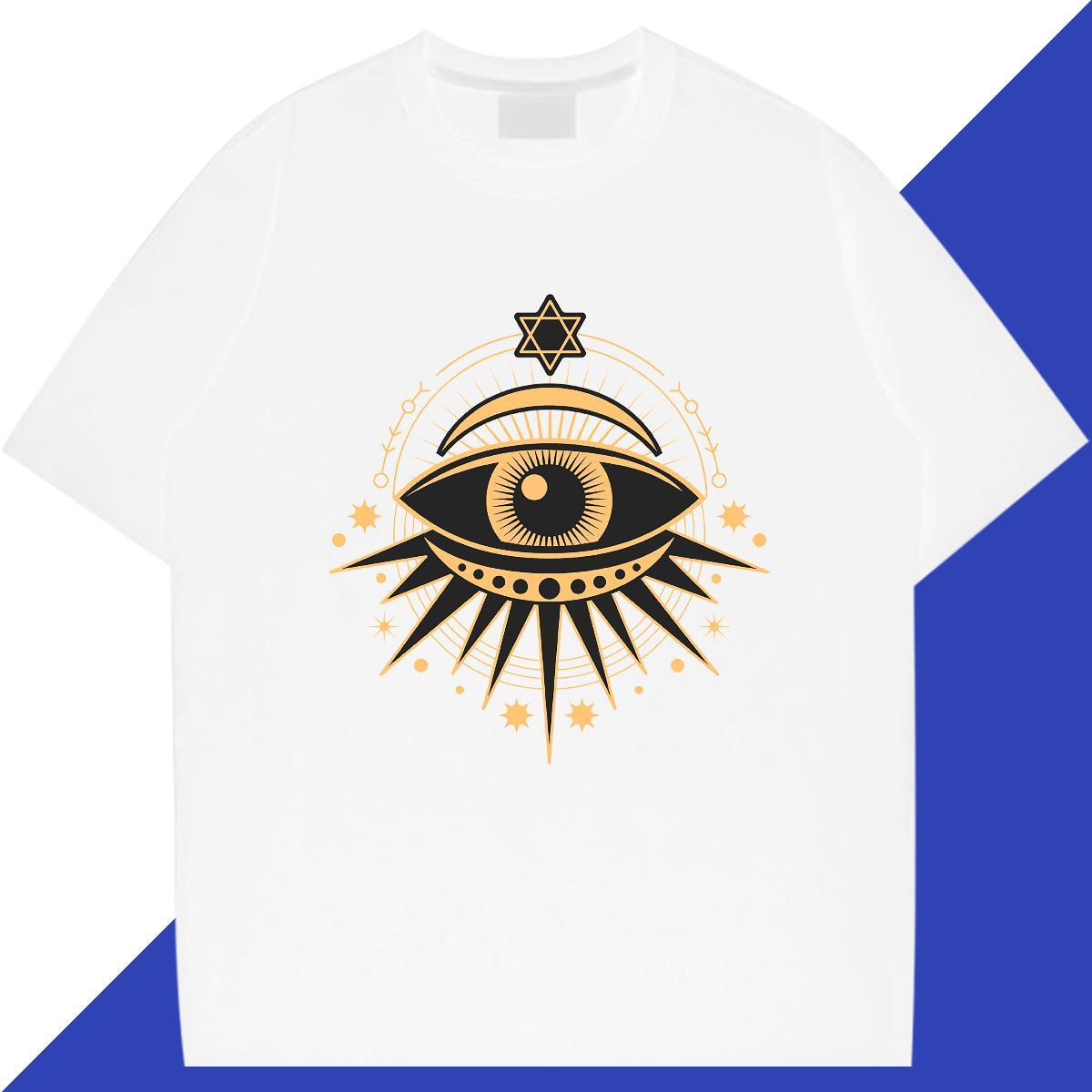 Unisex T shirt 230g Pure Cotton eyes Daily Wear DIY O Neck Short Sleeves Men Clothes T-Shirt Stylist Tees