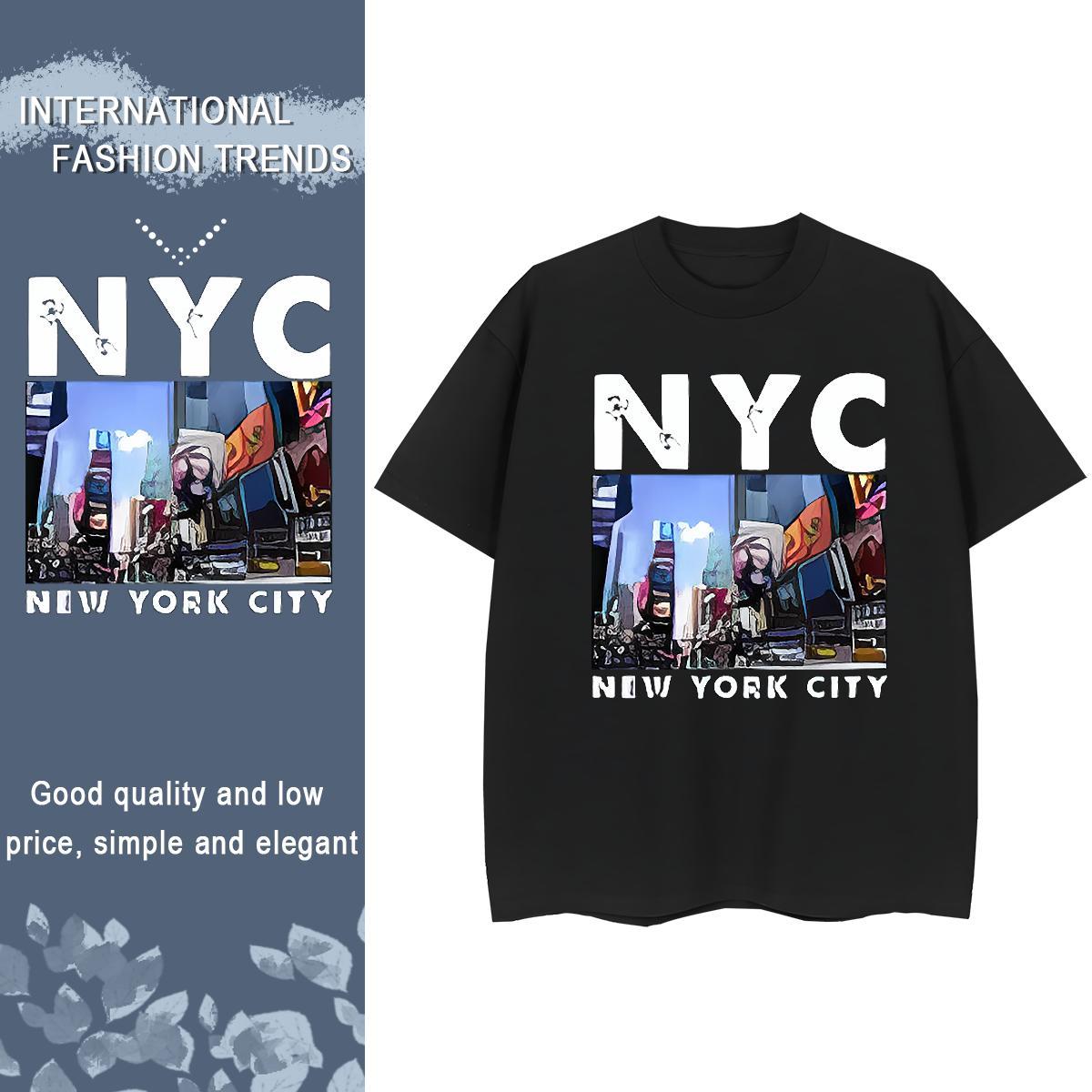 Loose fit Unisex Tshirts 100% Cotton 230g New York Daily Outfit T-Shirts for Women O-Neck Short Sleeve Black Oversized Clothings