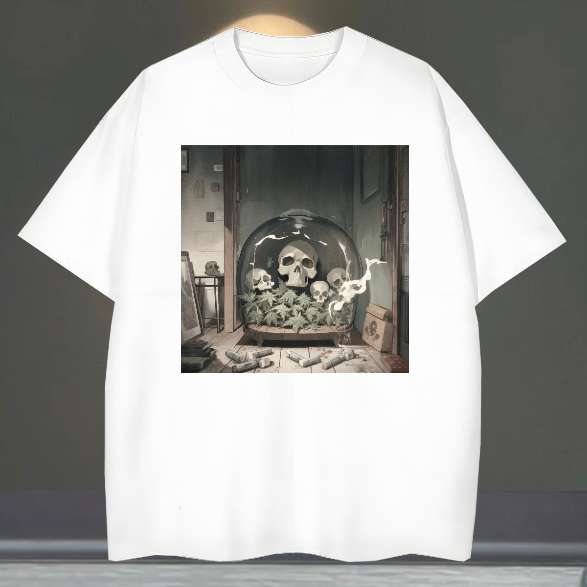 Brand Man T Shirts 100% Cotton 230g skull Home Outdoor Cartoon Print Breathable Crew Neck Mens Tshirts Fashion Casual Tees