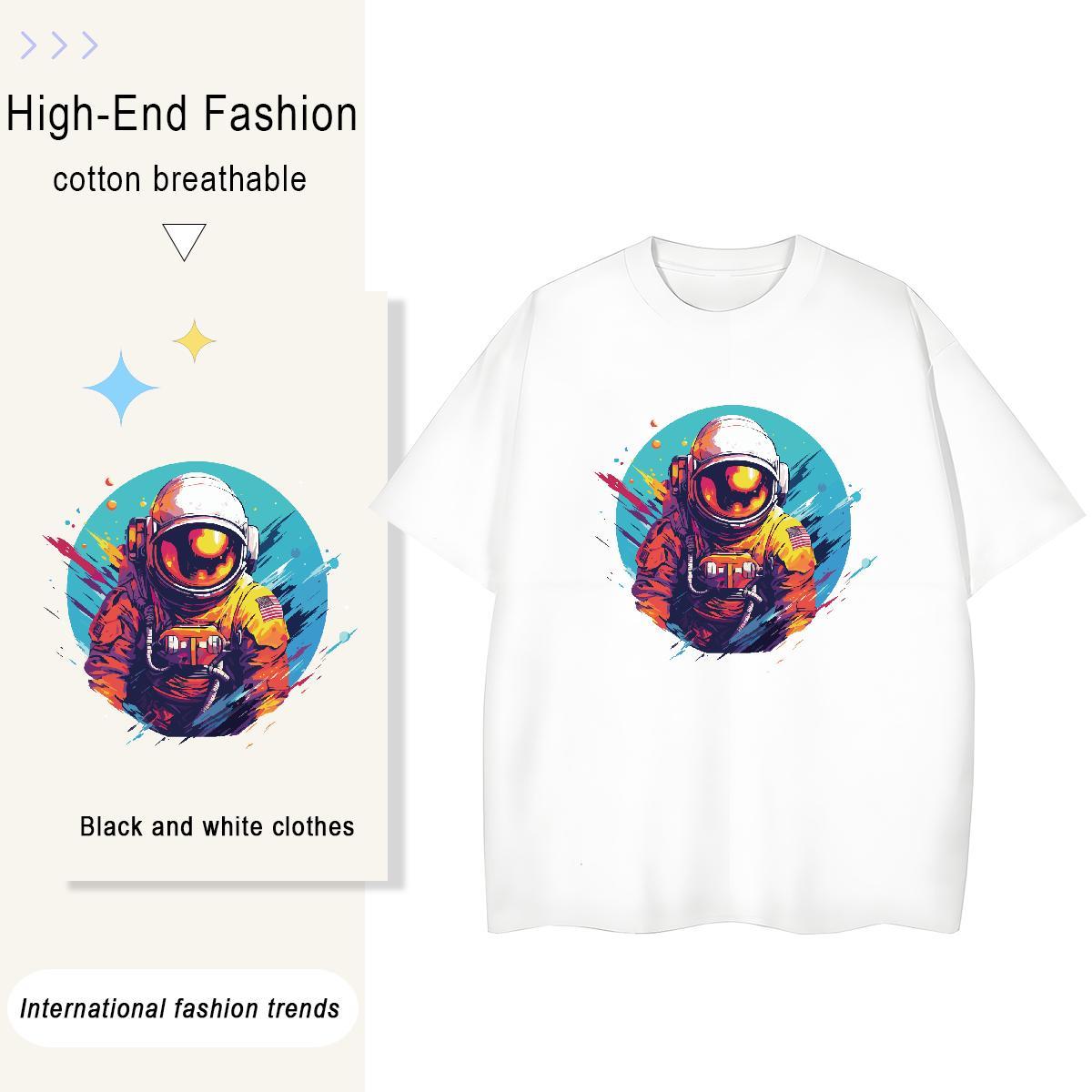 Comfortable Womens Tshirts 230g Cotton universe Street Wear Woman T Shirts Breathable Short Sleeve Custom Cartoon Tee Shirt
