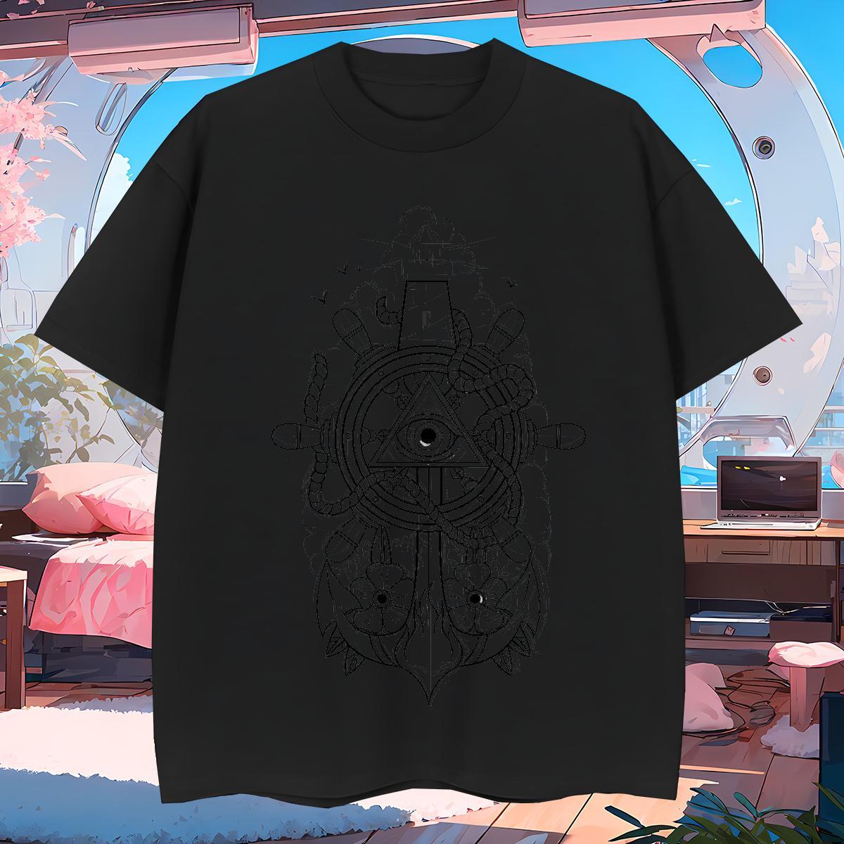 Unisex Men T Shirts 230g 100% Cotton eye of the devil Hip Hop White Plus Size Short Sleeve O-Neck Men Tops Tees Fashion New Tops Shirt
