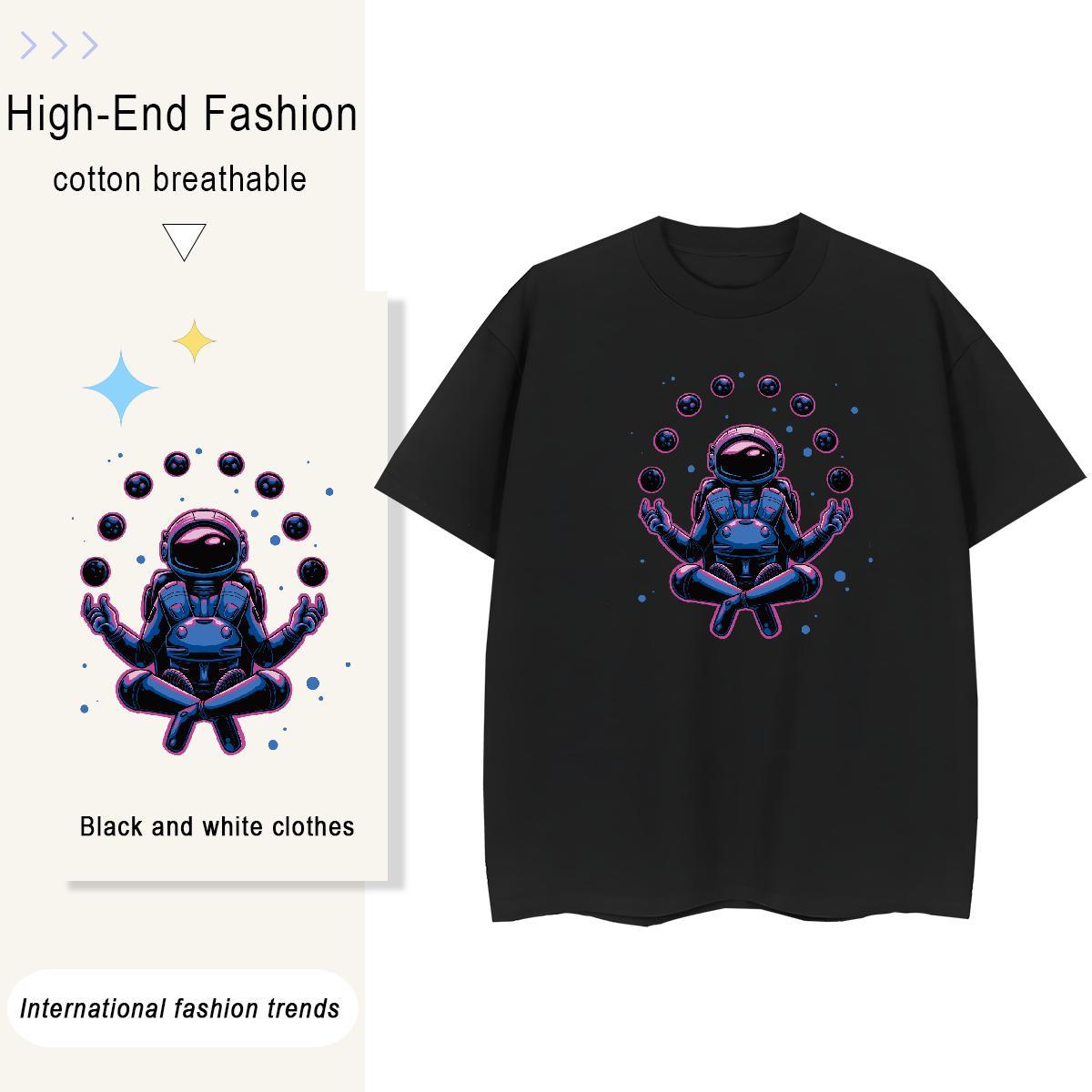 Nice Women Tshirts 230g 100% Cotton cosmonaut Street Casual T-Shirts for Women Breathable Anime Oversized Tops
