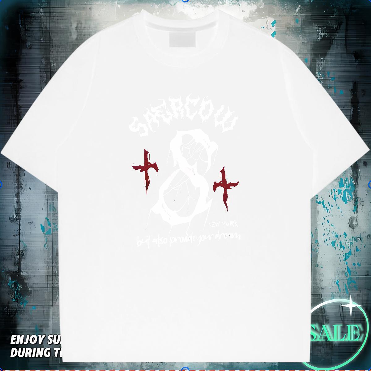 Wholesale Men T Shirts 100% Cotton 230g The Cross Hip Hop DIY Short Sleeve Soft Tshirts Brand Tops