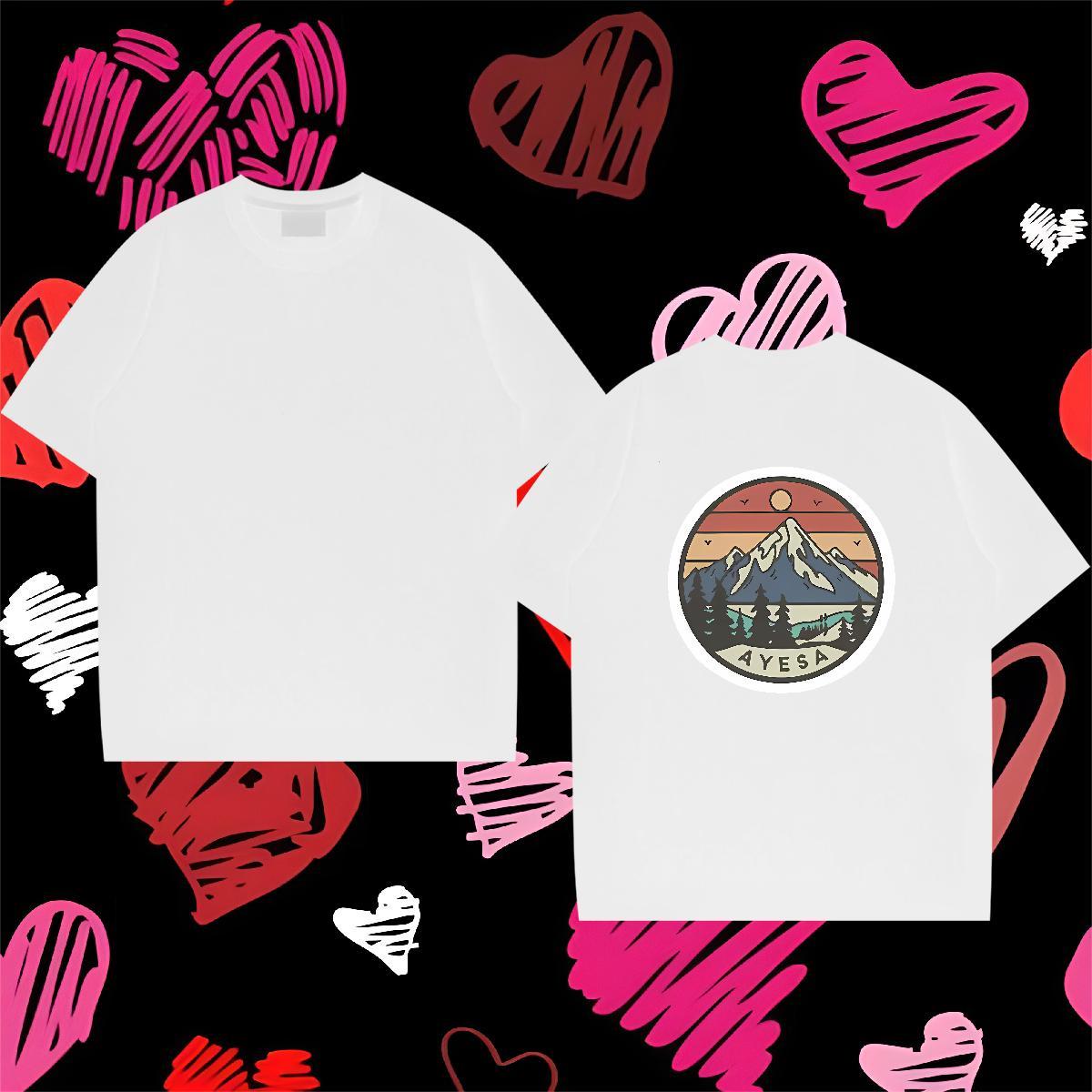 TOP Quality Man T Shirts 230g Pure Cotton mountains Street Oversized 4XL Short Sleeve Soft Mens Tshirts Fashion Top Tees