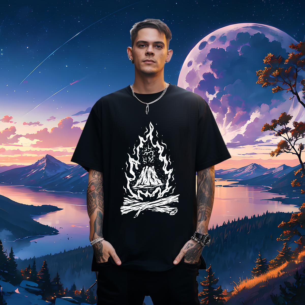 High Quality T Shirt For Man 230g Pure Cotton skull Outdoor Asian Size Round Neck Short Sleeve Men Tops Tees Brand Clothings