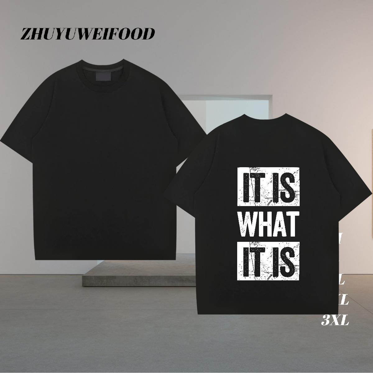 Unisex T-Shirts for Men 100% Cotton 230g letter Daily Wear DIY Anime Crew Neck Couples T Shirts New Top Tees