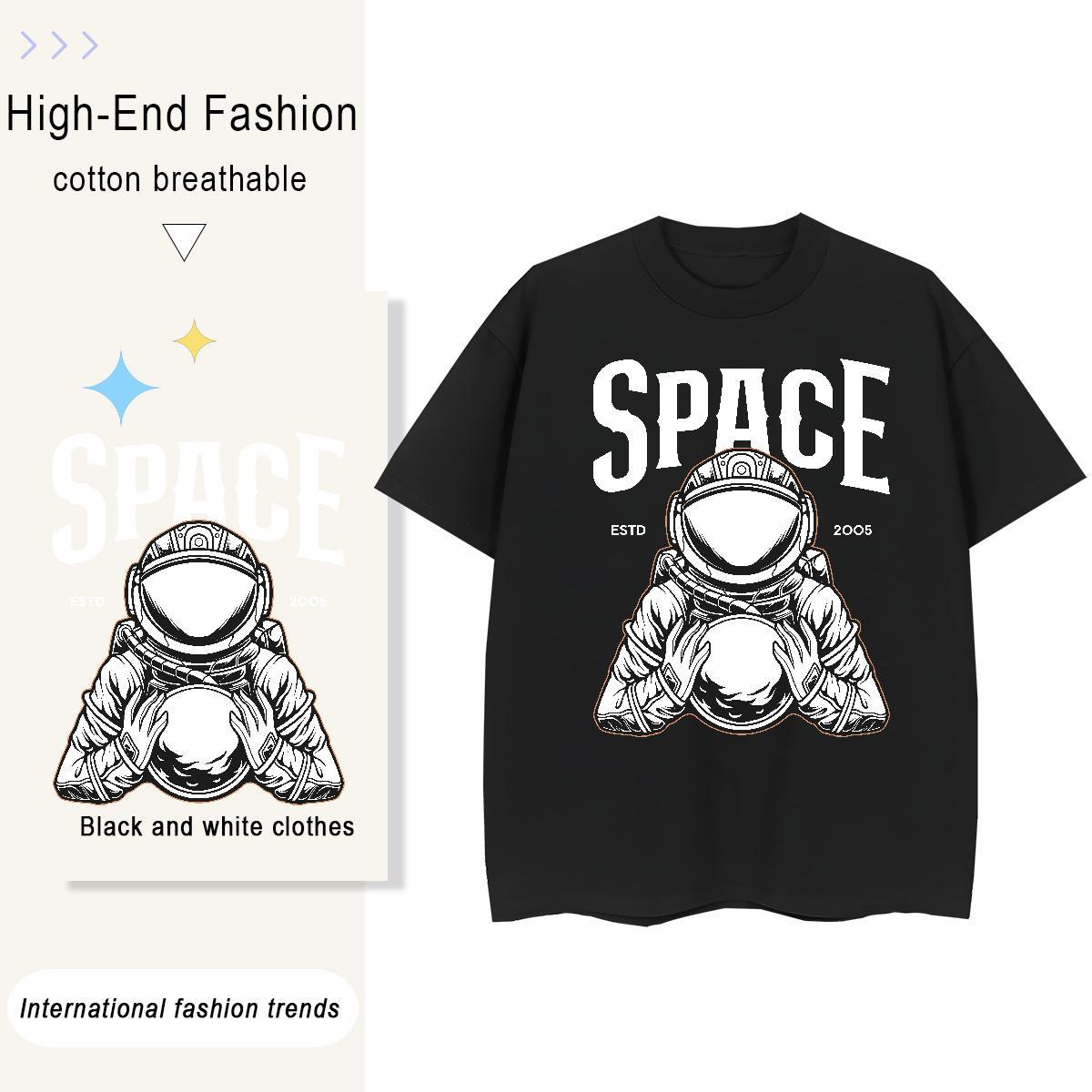 Lady Tshirt for Man Woman 230g Cotton cosmonaut Spring Summer Woman T Shirts Breathable Soft Custom Printing Clothings