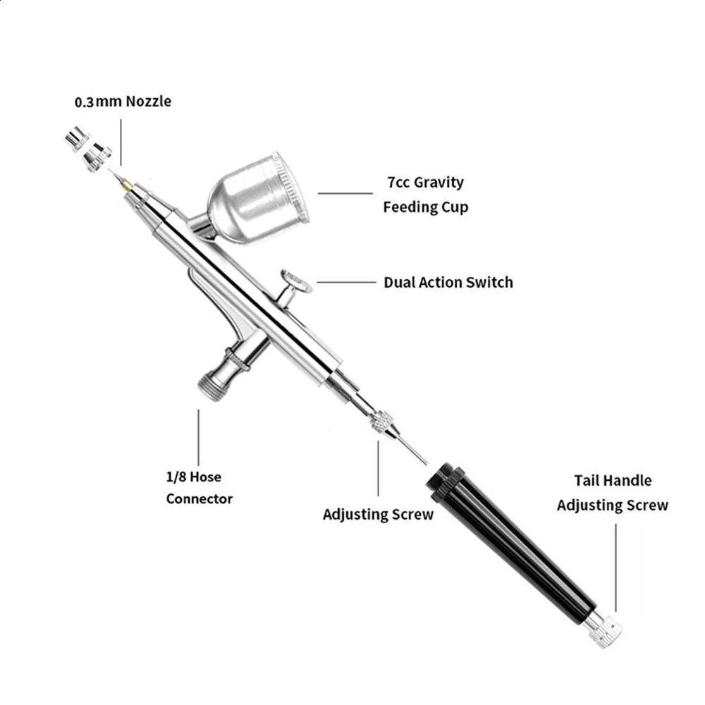 Double action red spray gun AC 131 brush spray art tattoo cake makeup beauty model air brush gun 240823