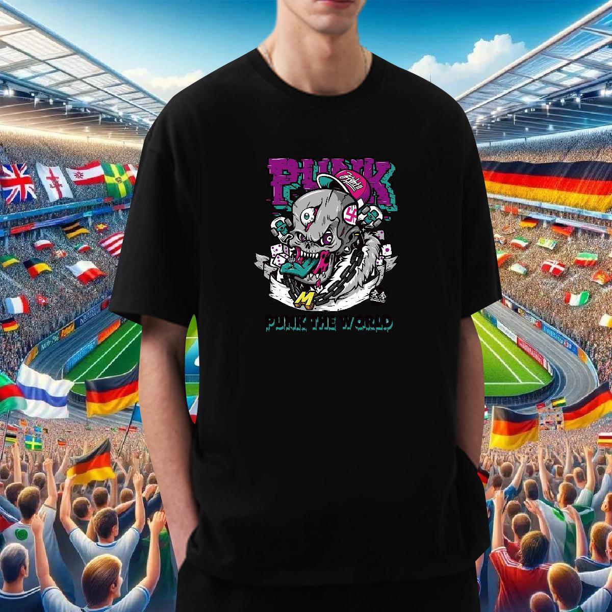 Cool Men T Shirts 230g Cotton skull Street Custom Anime O Neck Short Sleeves Men Tees New Arrival Tee Shirt