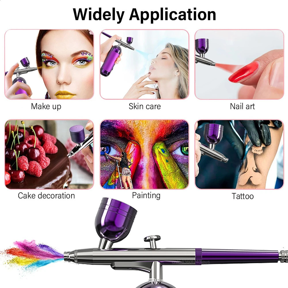 Portable spray gun with compressor used for nail cake tattoo makeup paint air spray gun oxygen sprayer air brush kit 240914