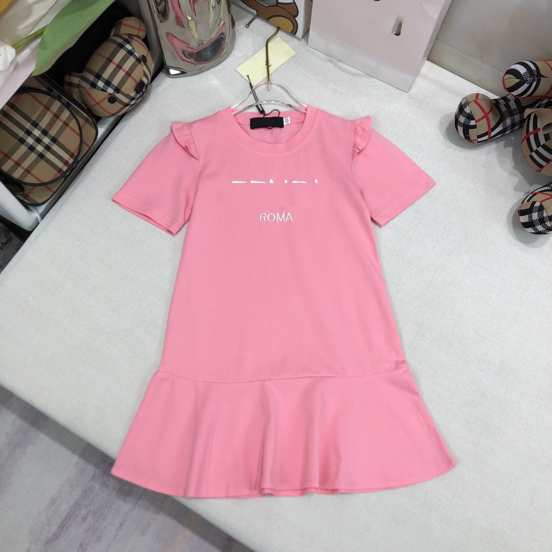 Designer Fashion Girls Dress Set Children Summer 2pcs Set Multi Options Versatile Shirt Breathable Cotton Tshirt Set Dress with Lining 90-150cm