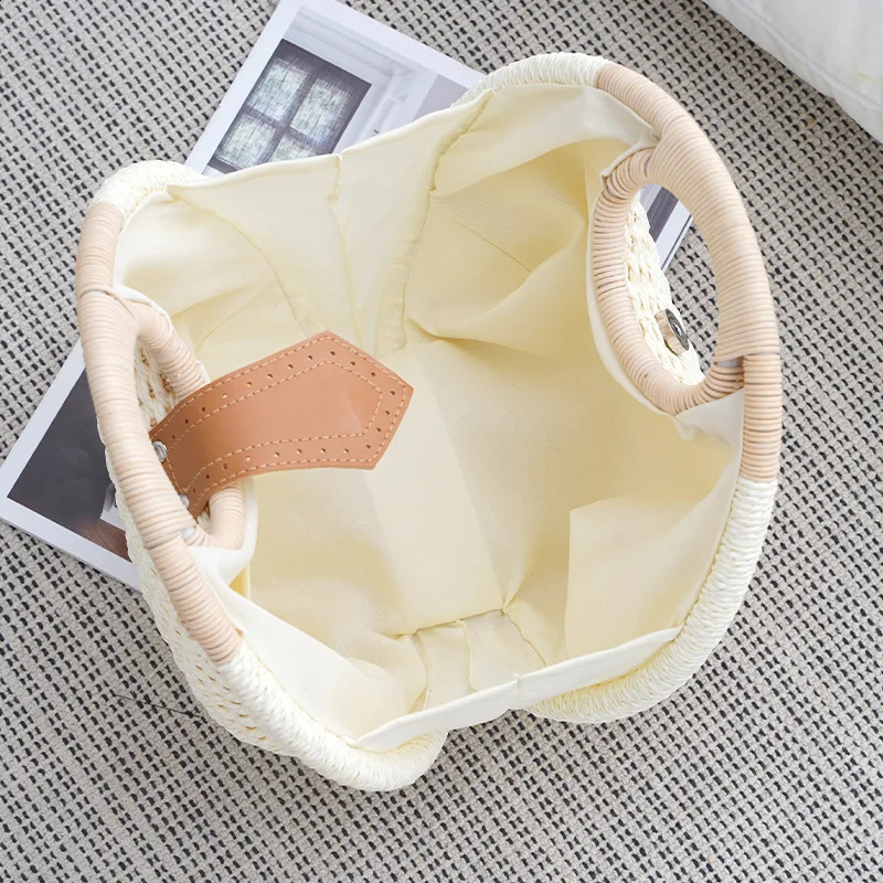 Holiday Shell Handbags Personality Cute Rattan Bag Casual Small Round Tote Woven Female Fashion Beach 240824Z