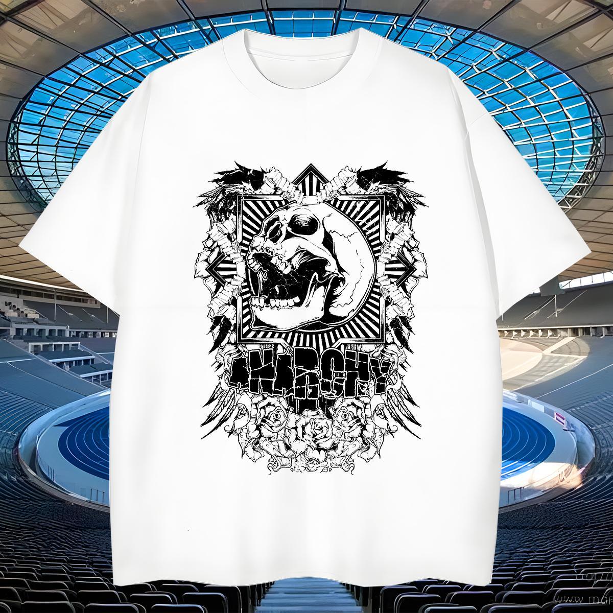 Wholesale T Shirt For Man 230g 100% Cotton skull Spring Summer White Plus Size Round Neck Short Sleeve Men Tees 2024 New Tops