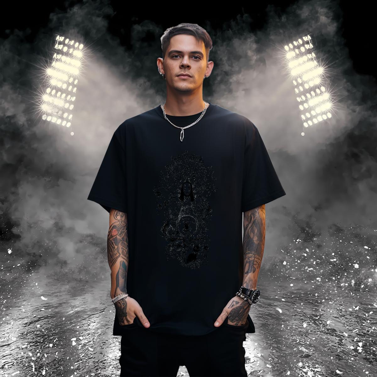 Free Shipping T Shirts Men 230g Cotton eye of the devil Street wear Hip Hop Custom Print Oversized Pure Cotton Men Tops Tees 2024 Tshirts