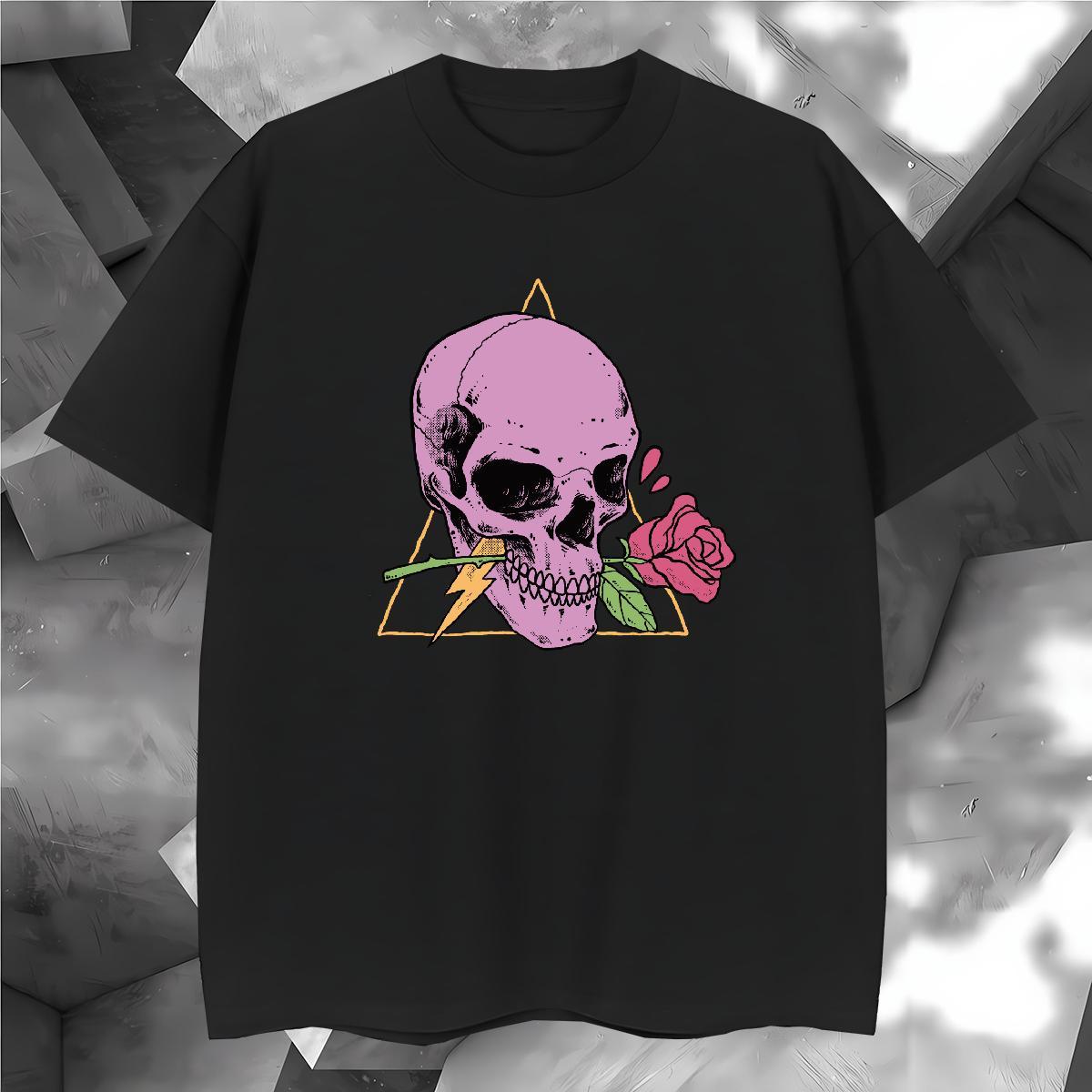 Designer Man T Shirts 100% Cotton 230g flower Casual DIY Printed Round Neck Short Sleeve Men Tops Tees Classic Tee Shirt