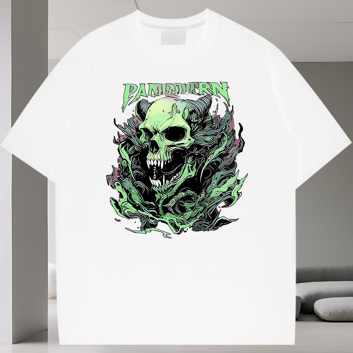 Free Shipping T-Shirts for Men 230g Cotton skull Beach Skull Breathable Men Clothes T-Shirt Fashion Designer Wear