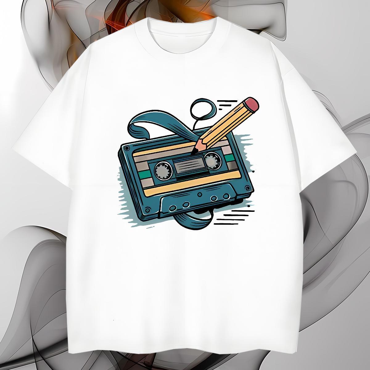 Casual New Men Tops Tees radio Street 230g Pure Cotton Tee Shirt Breathable Crew Neck Popular Man T Shirts Custom Print Oversized