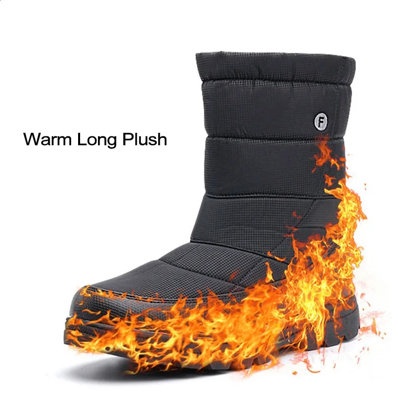 Winter snow boots mens large-sized warm plush long boots waterproof mid calf outdoor Botas durable sports shoes slip on casual shoes 240824