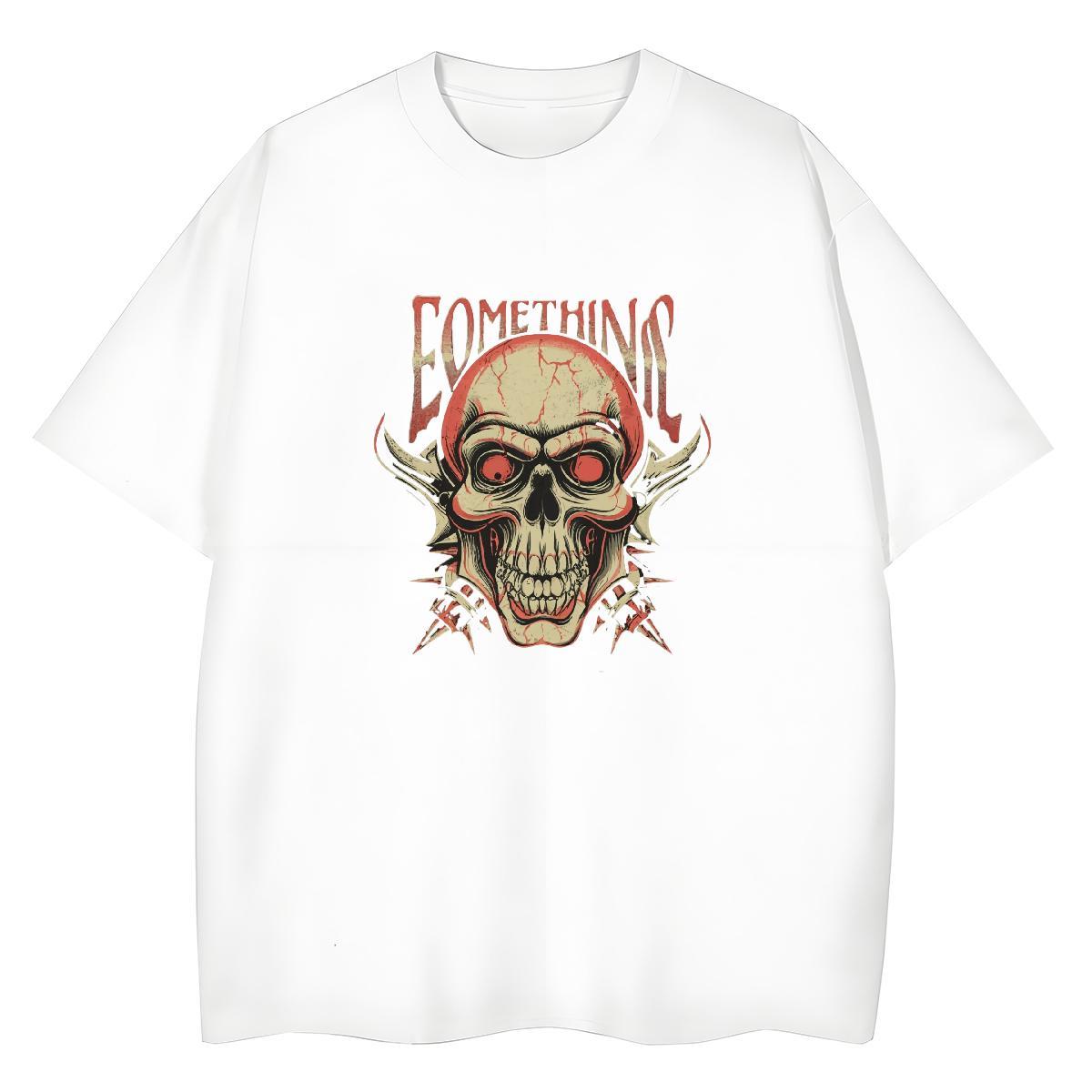 Classic Men T Shirts 230g Pure Cotton skull Street Cartoon Print Breathable Short Sleeve Men Tshirts DIY Customized Clothings