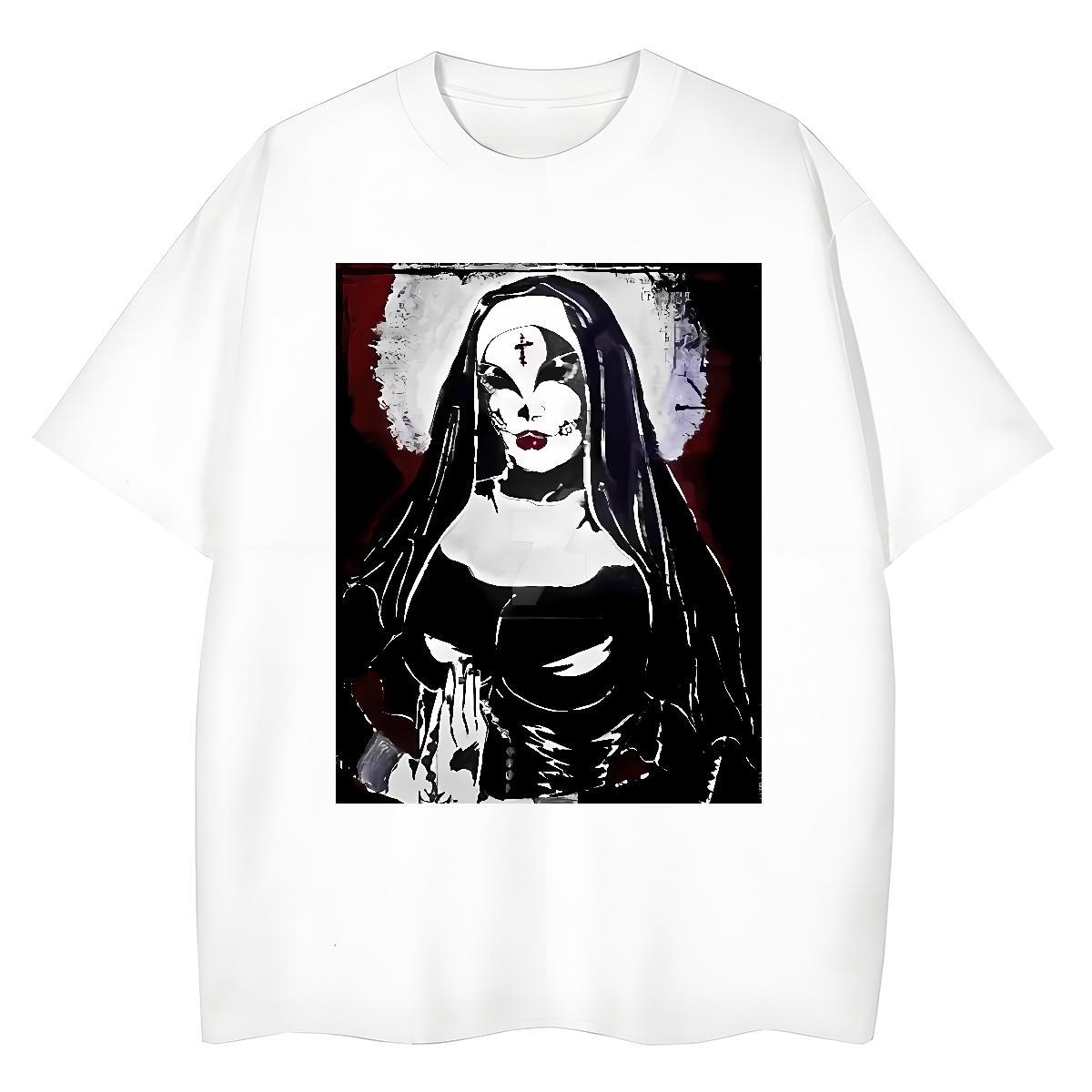 Nice Woman Tshirt 230g Pure Cotton nun Street Wear T Shirts Women O-Neck Short Sleeve Black Oversized Clothings
