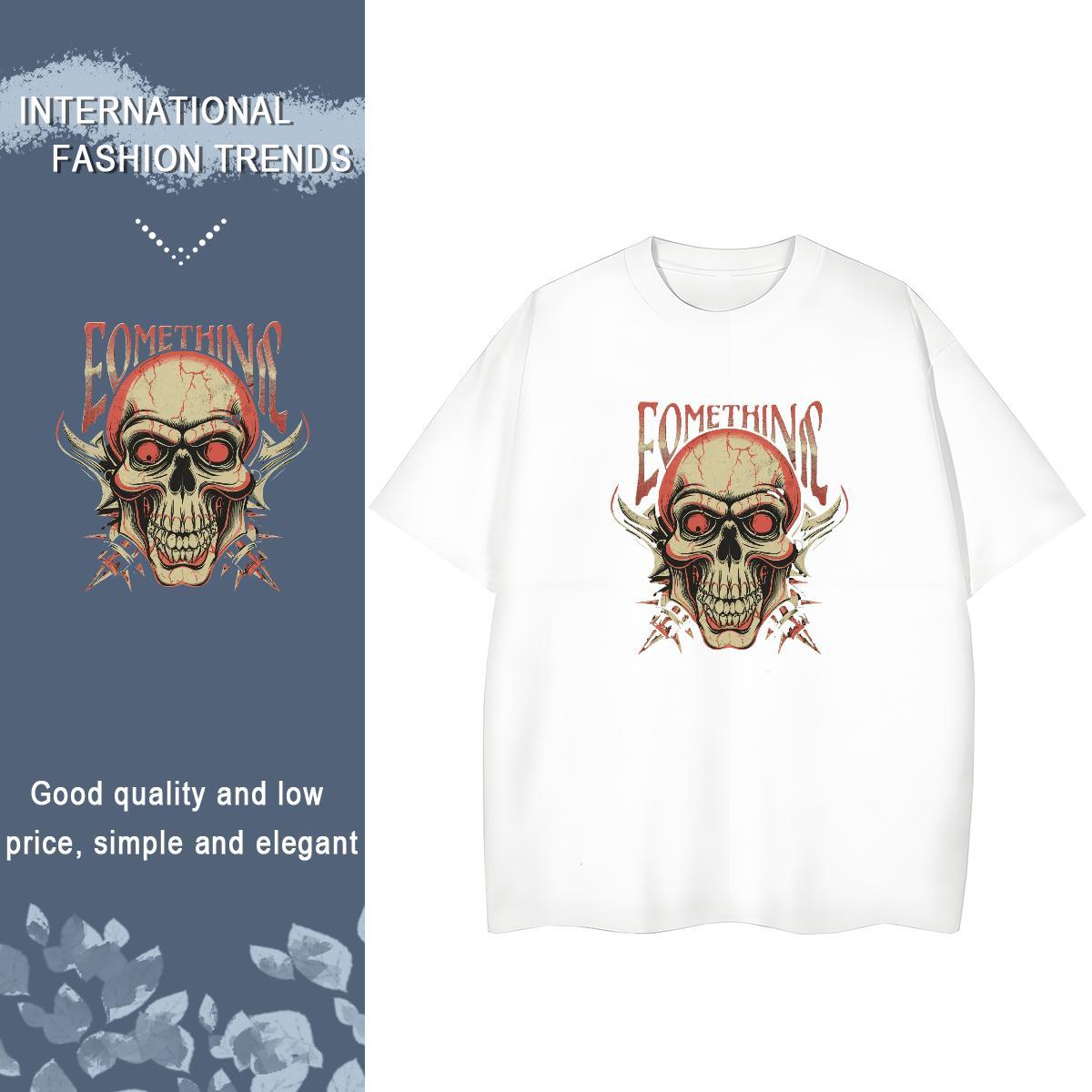 Classic Men T Shirts 230g Pure Cotton skull Street Cartoon Print Breathable Short Sleeve Men Tshirts DIY Customized Clothings