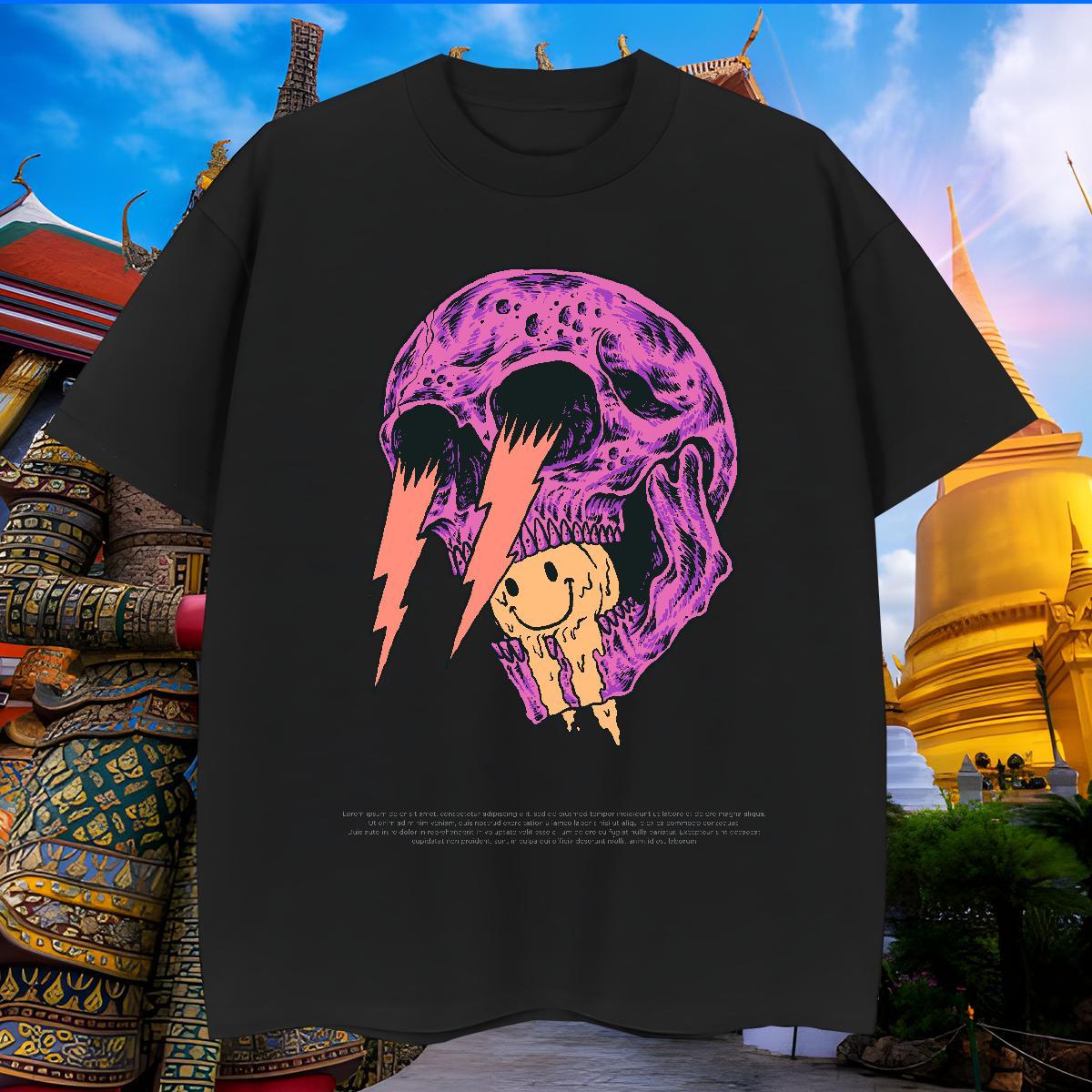 Popular Mens T Shirts 230g 100% Cotton skull Street Casual Plus Size Custom Breathable Short Sleeve Men Clothes T-Shirt Free Shipping Tshirts