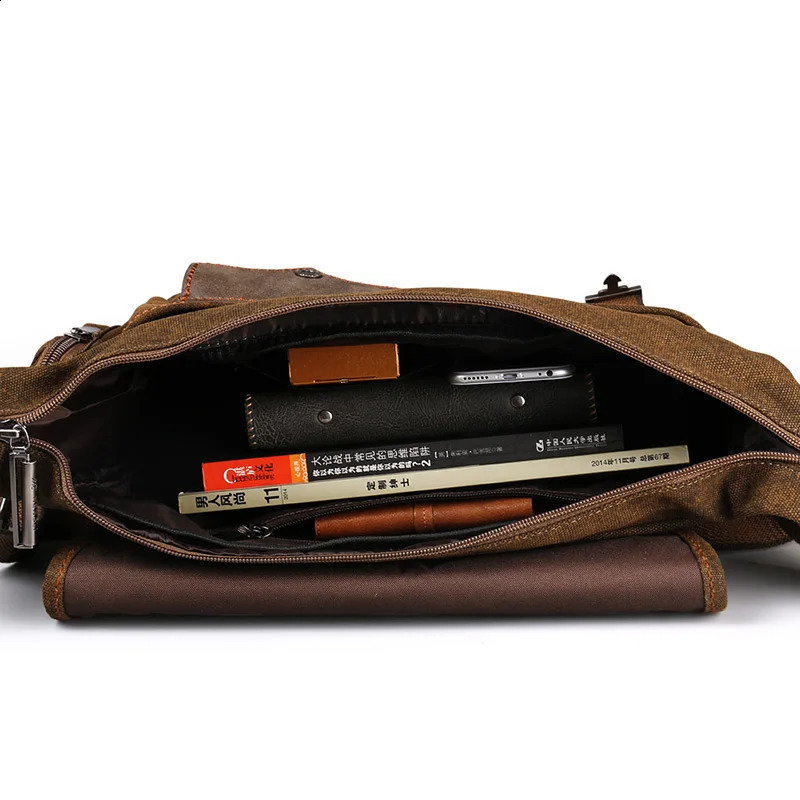 Ruil Men Canvas Multifunction Crossbody Bag Retro Handbags Travel Wear Resistance Shoulder Messenger Bags Leisure Package bolsa 240824